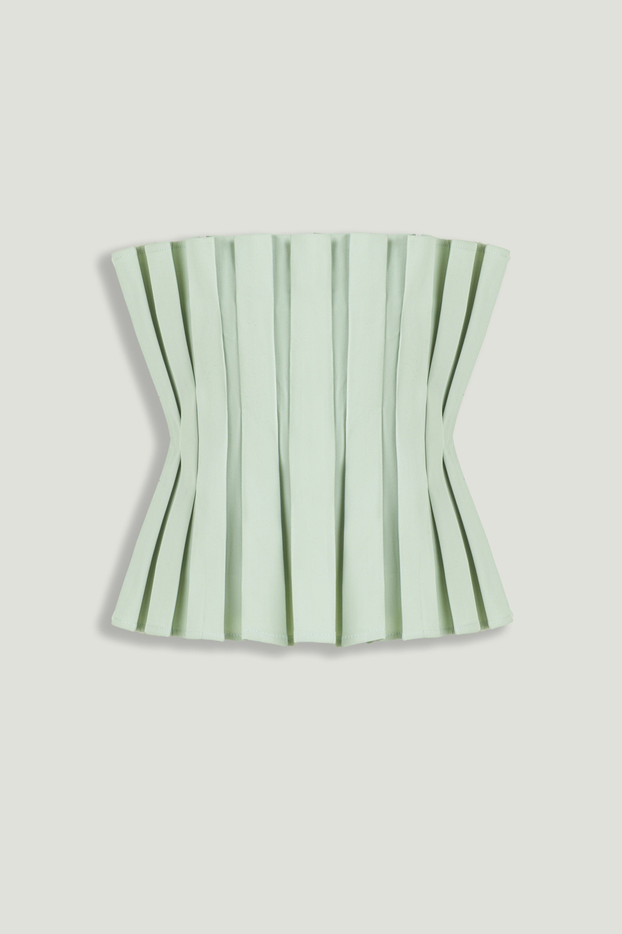 Mint Pleated Strapless Corset Bustier Top