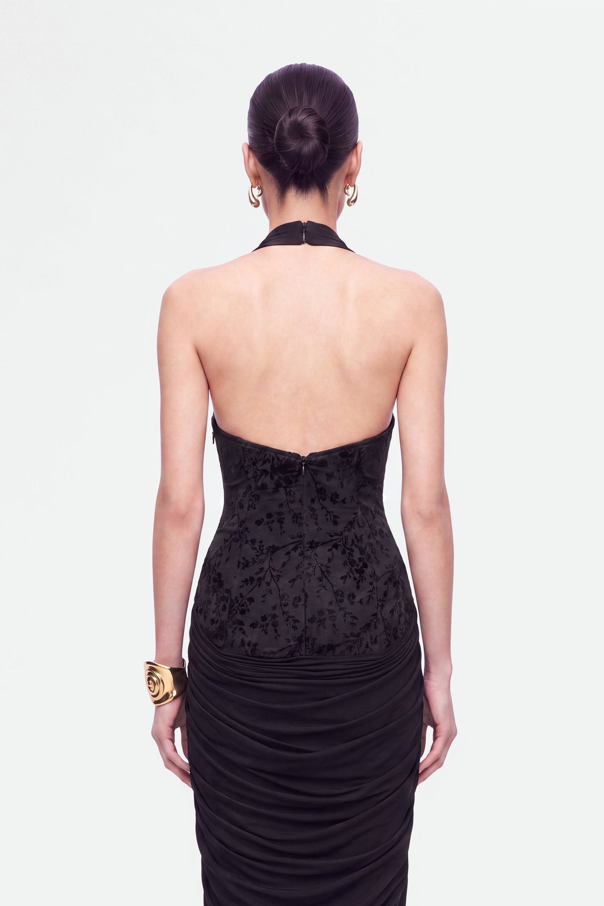 Jacquard Halter Neck Maxi Dress