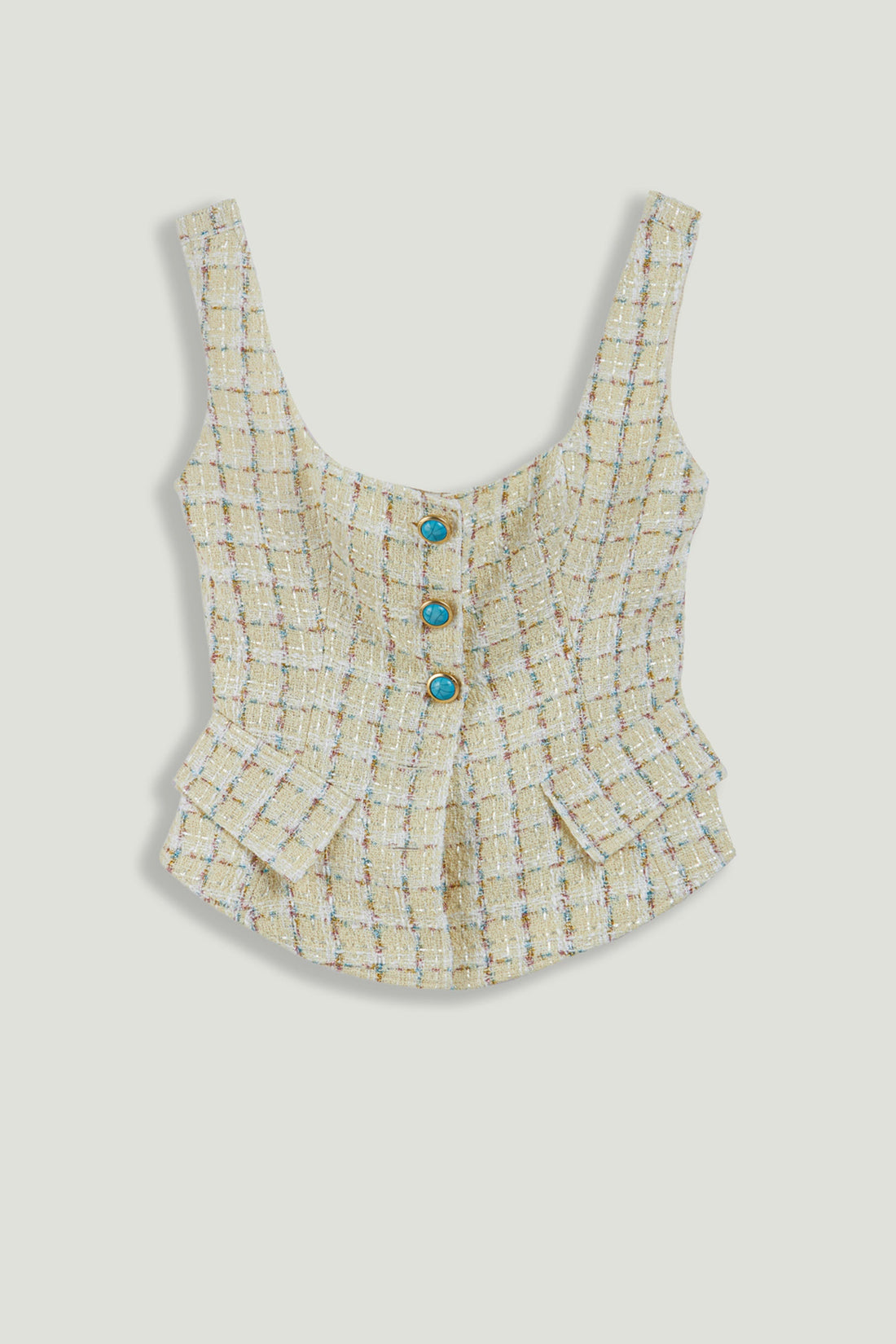 Button Accessory Tweed Bustier