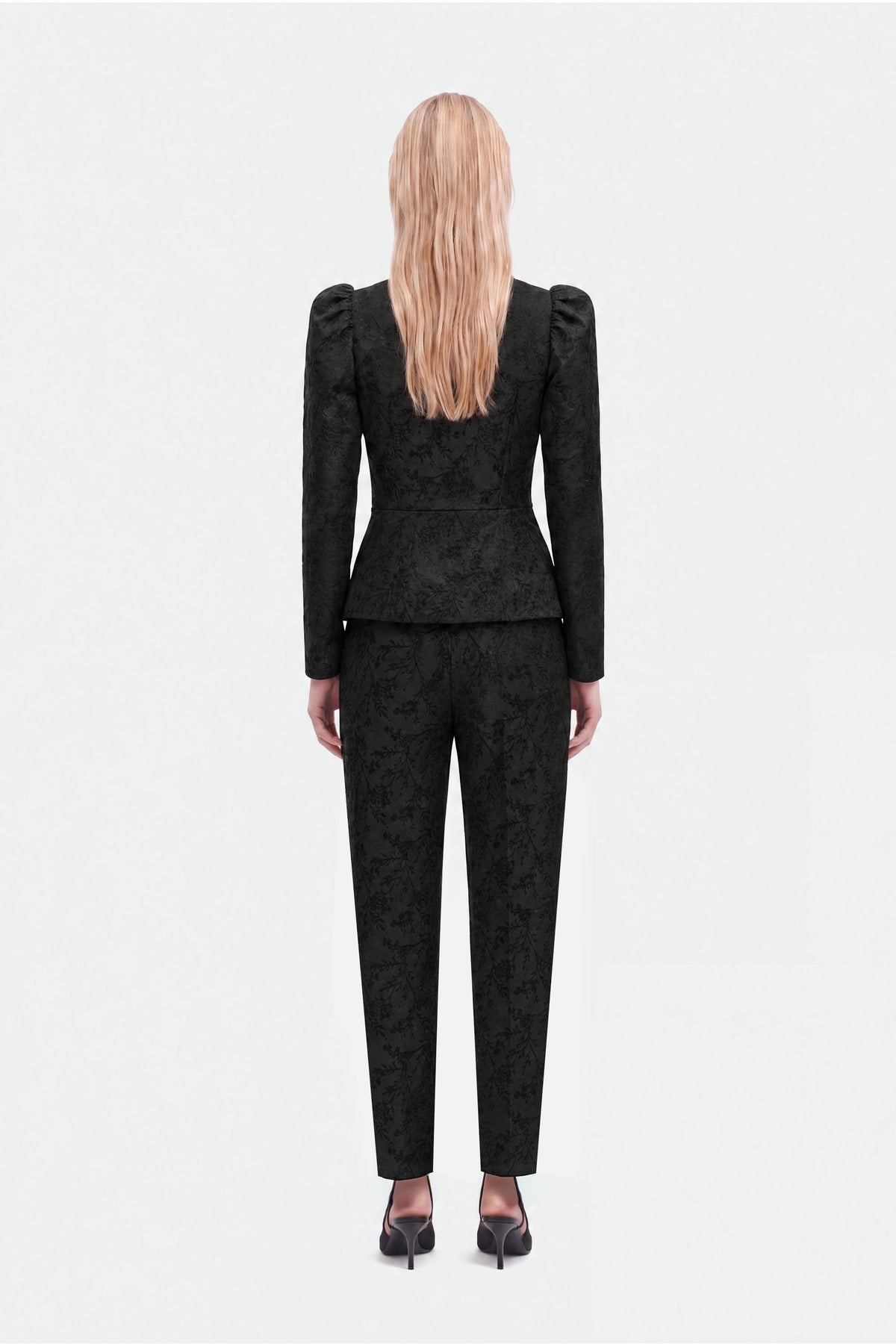 Jacquard Balloon Sleeve Wrap Jacket