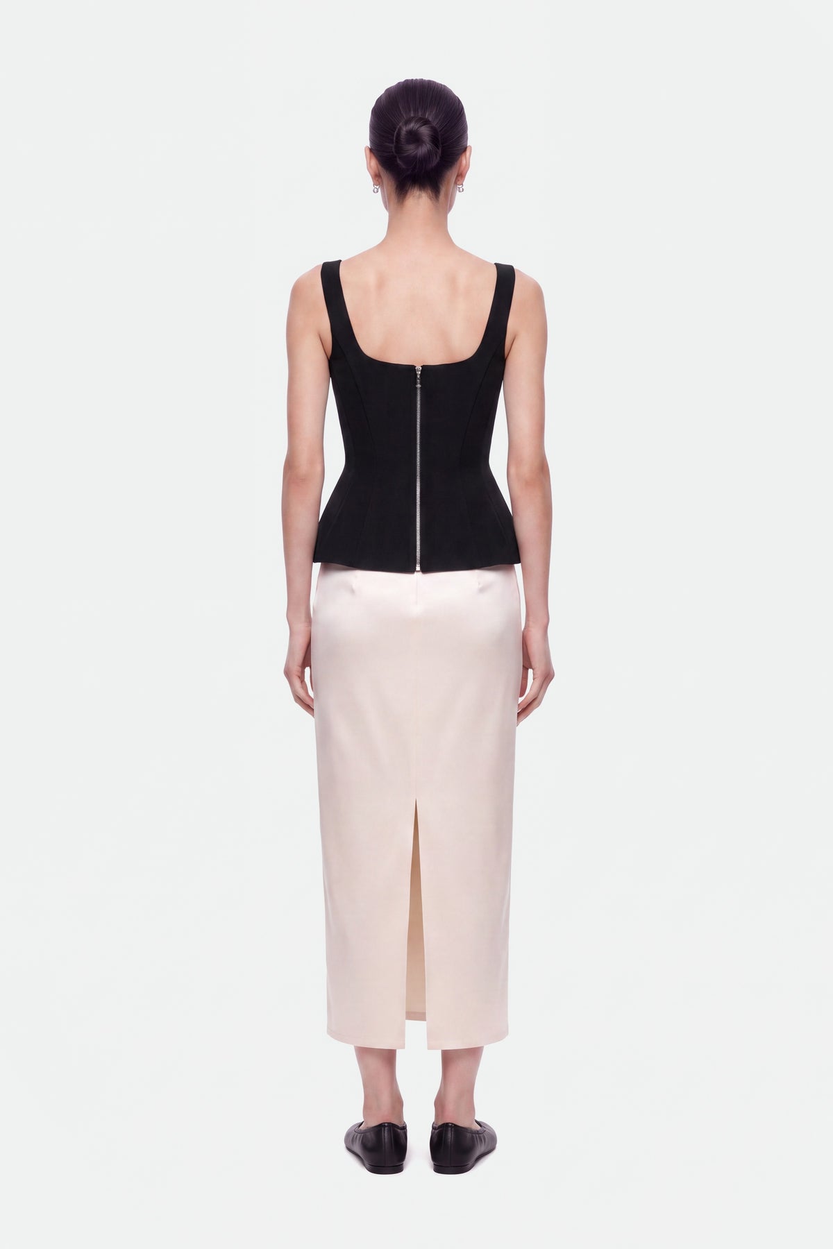 Boned Square-Neck Peplum Bustier Top