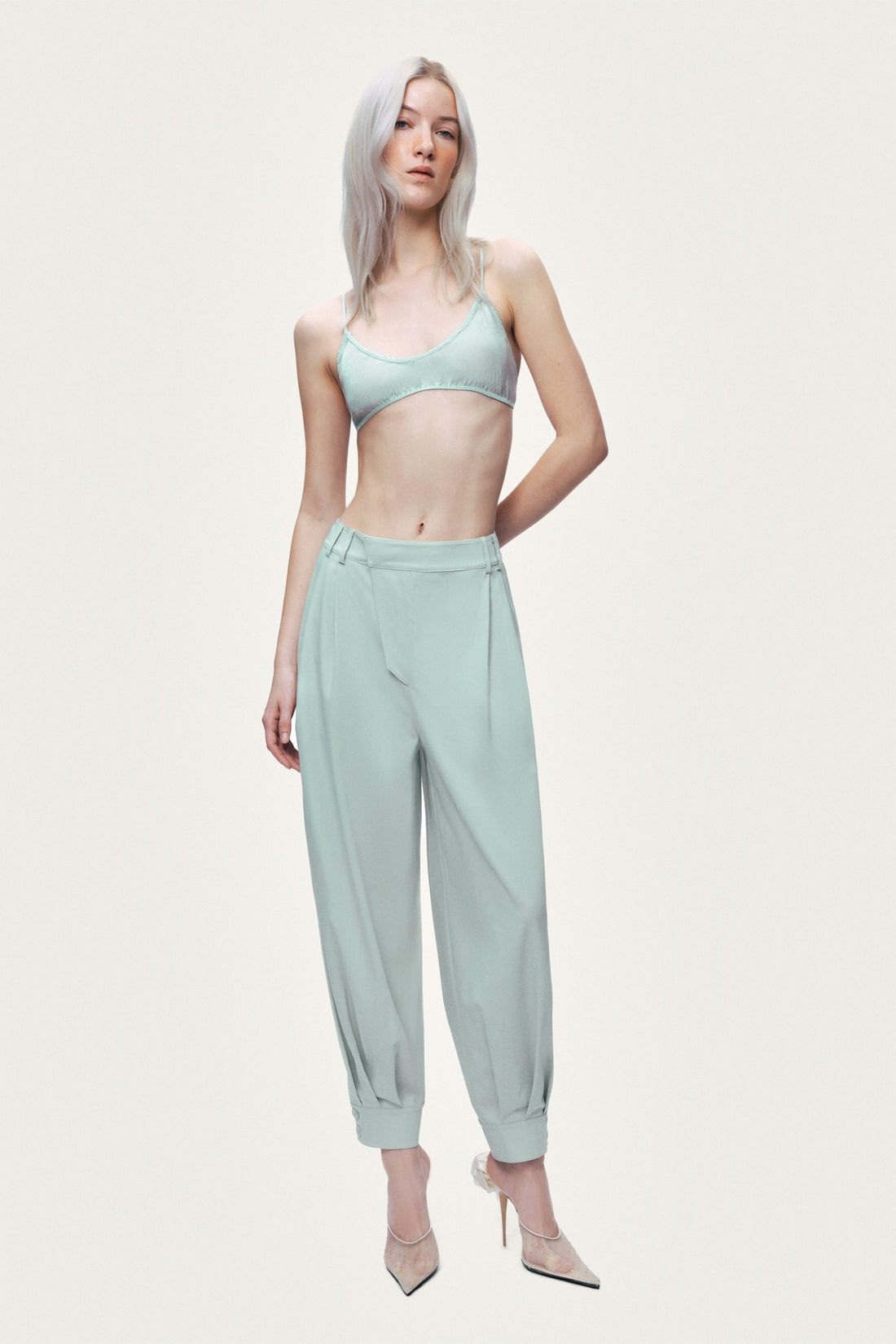 Draped High-Waist Harem Trouser