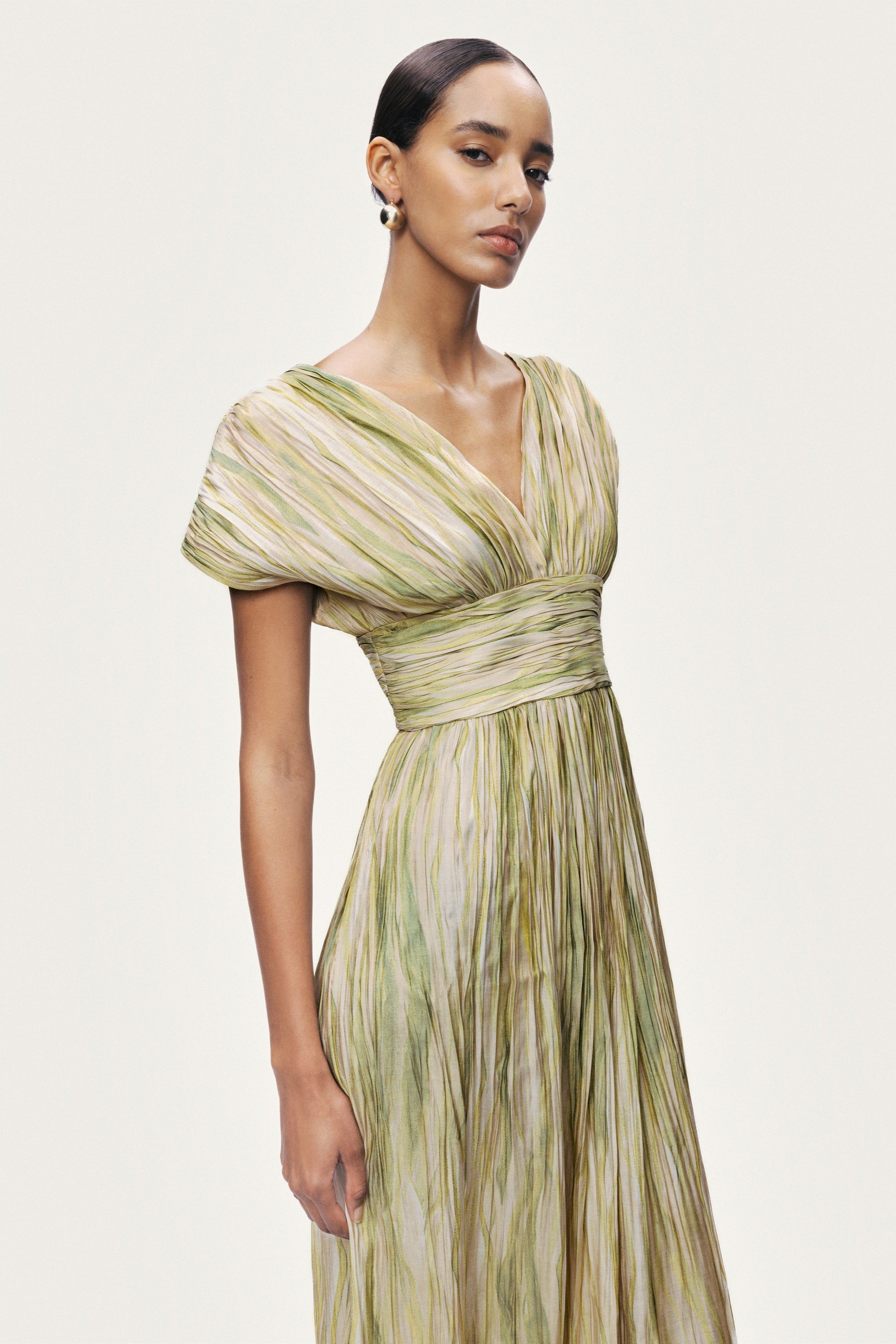 Printed Wrap Midi Dress