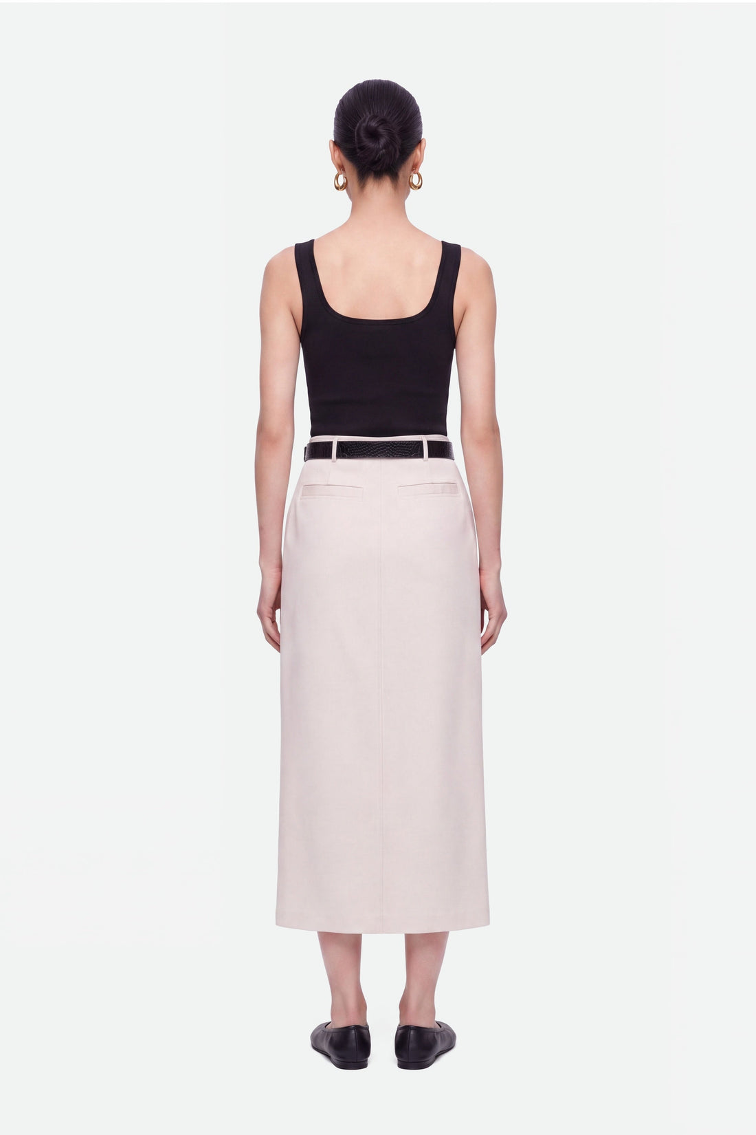 Belted Front-Slit Maxi Skirt