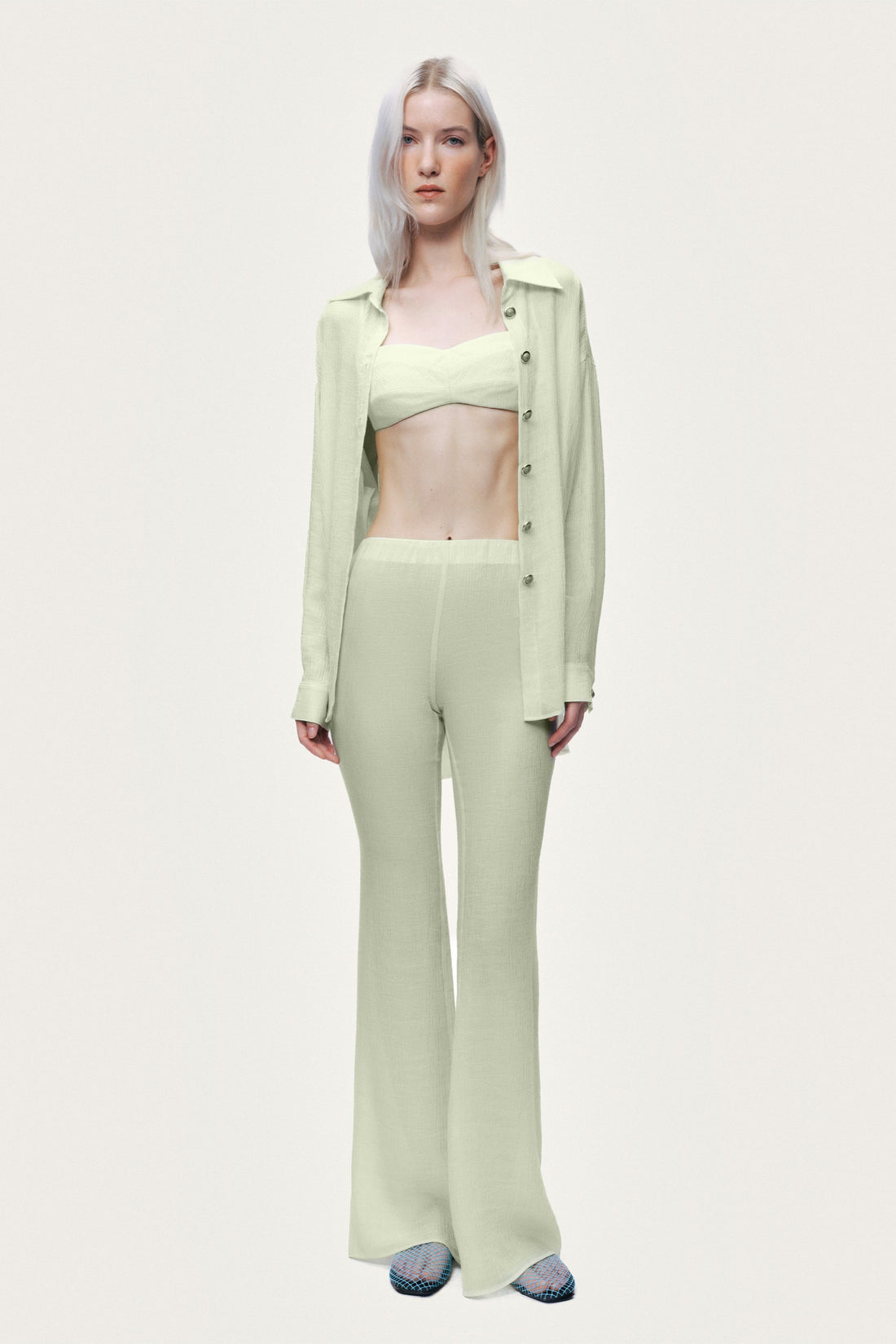 High-Waist Flare Trousers
