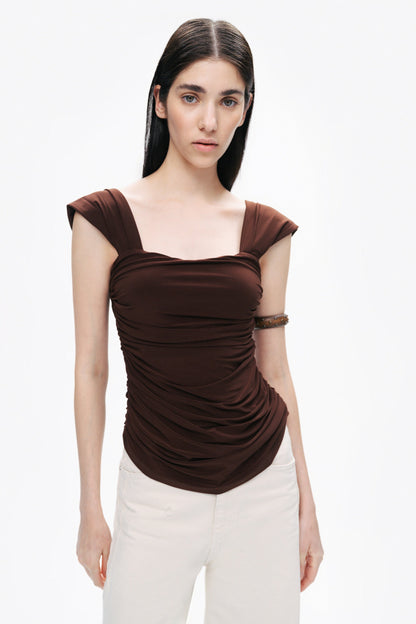 Thick Strap Draped Detail Blouse