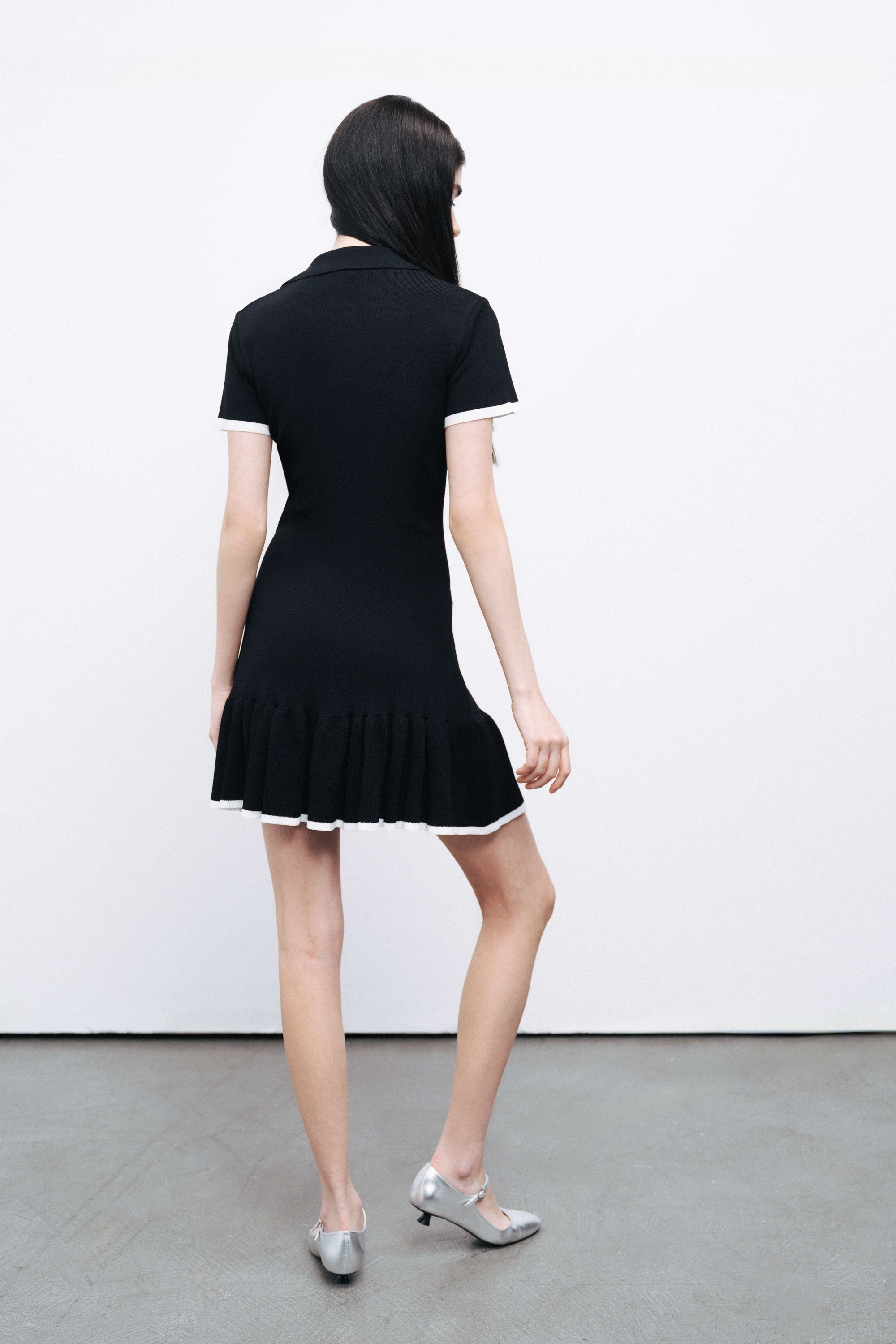 Pleated Hem Knit Mini Dress