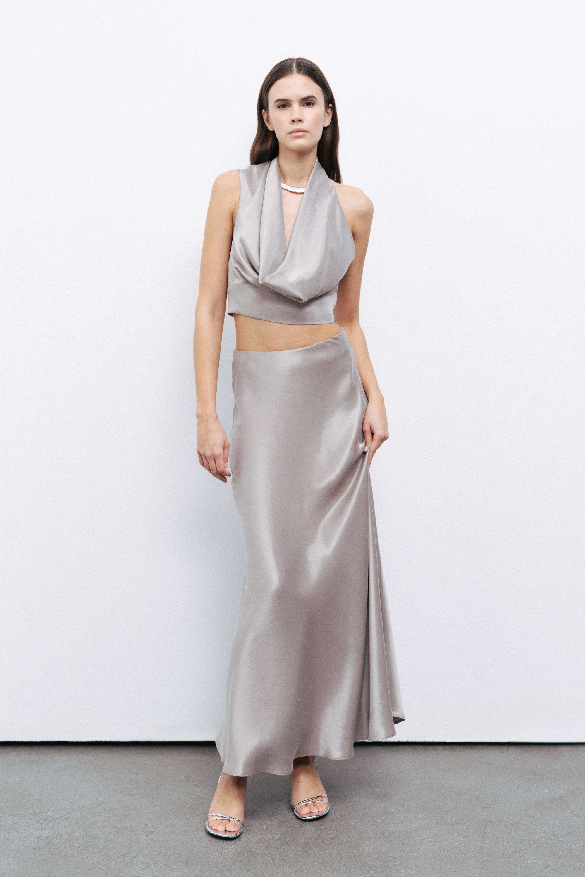 Satin Look Midi Skirt