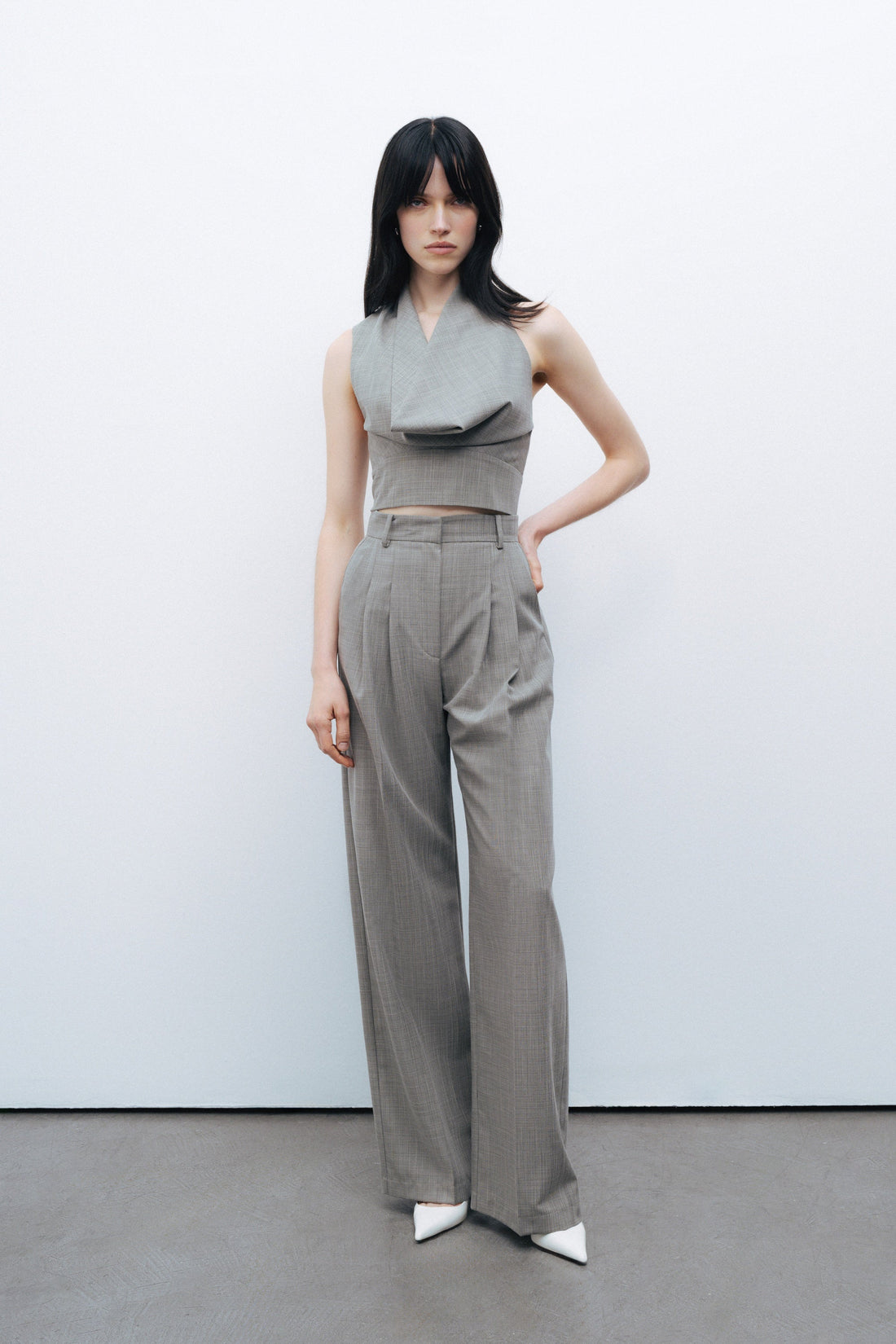 Double Pleated Fabric Trousers