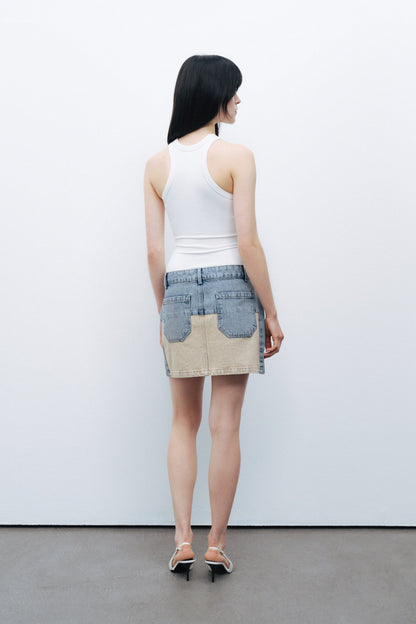 Washed Mini Denim Skirt