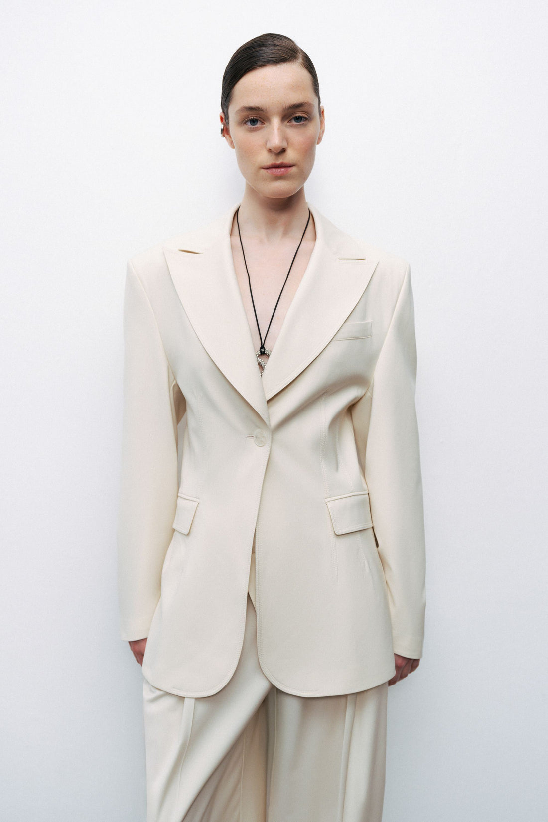 Beige Padded Blazer Jacket