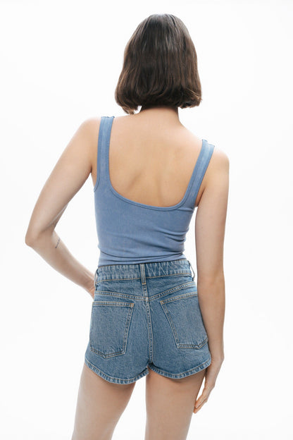 Indigo Printed Detail Crop Top