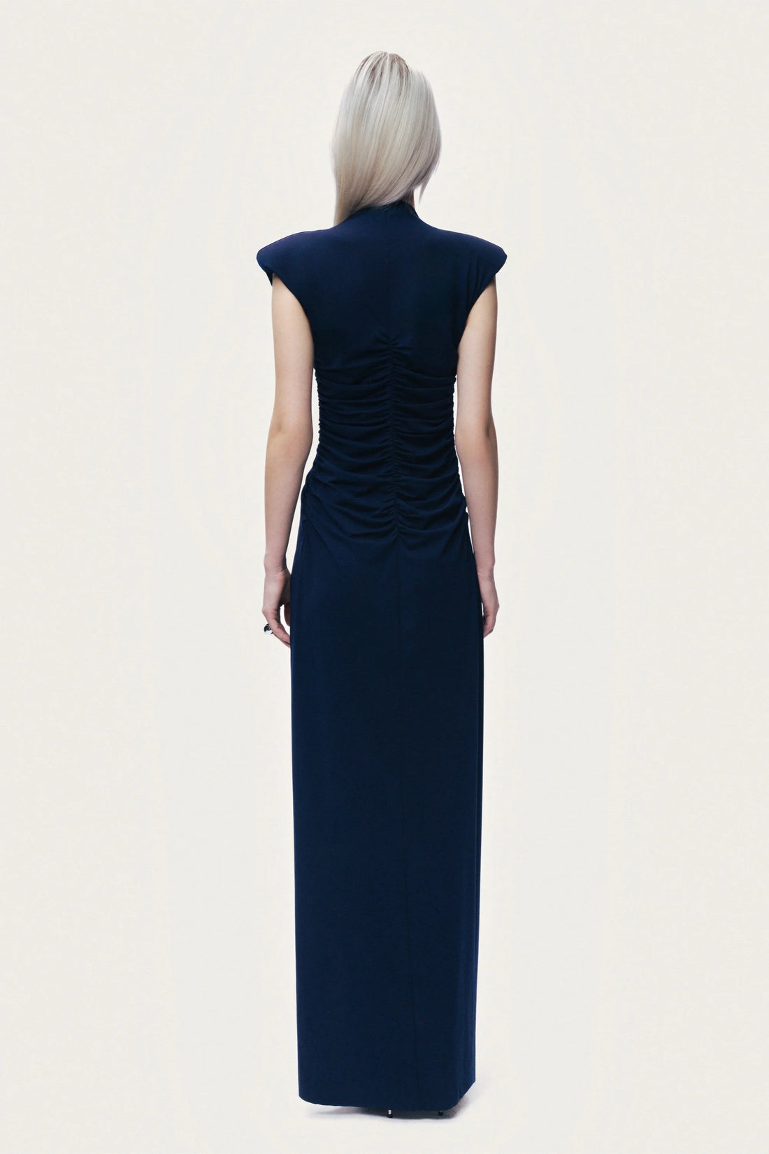 Zip-Front Draped Maxi Dress