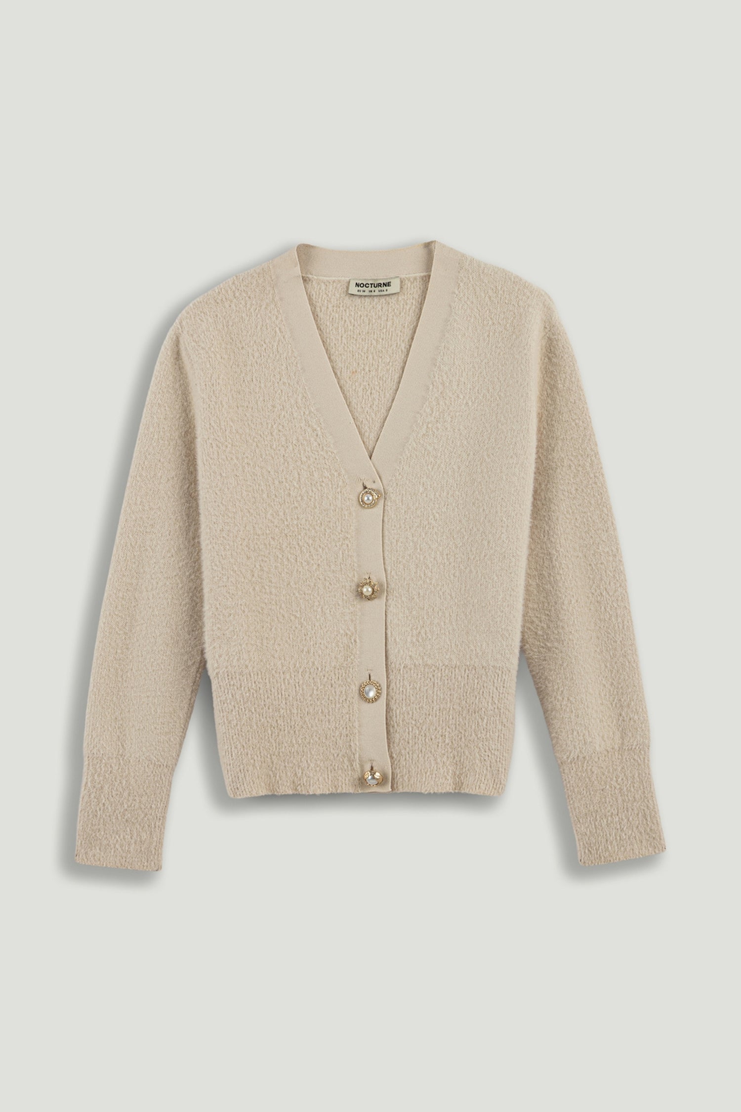 Pearl-Button V-Neck Cardigan
