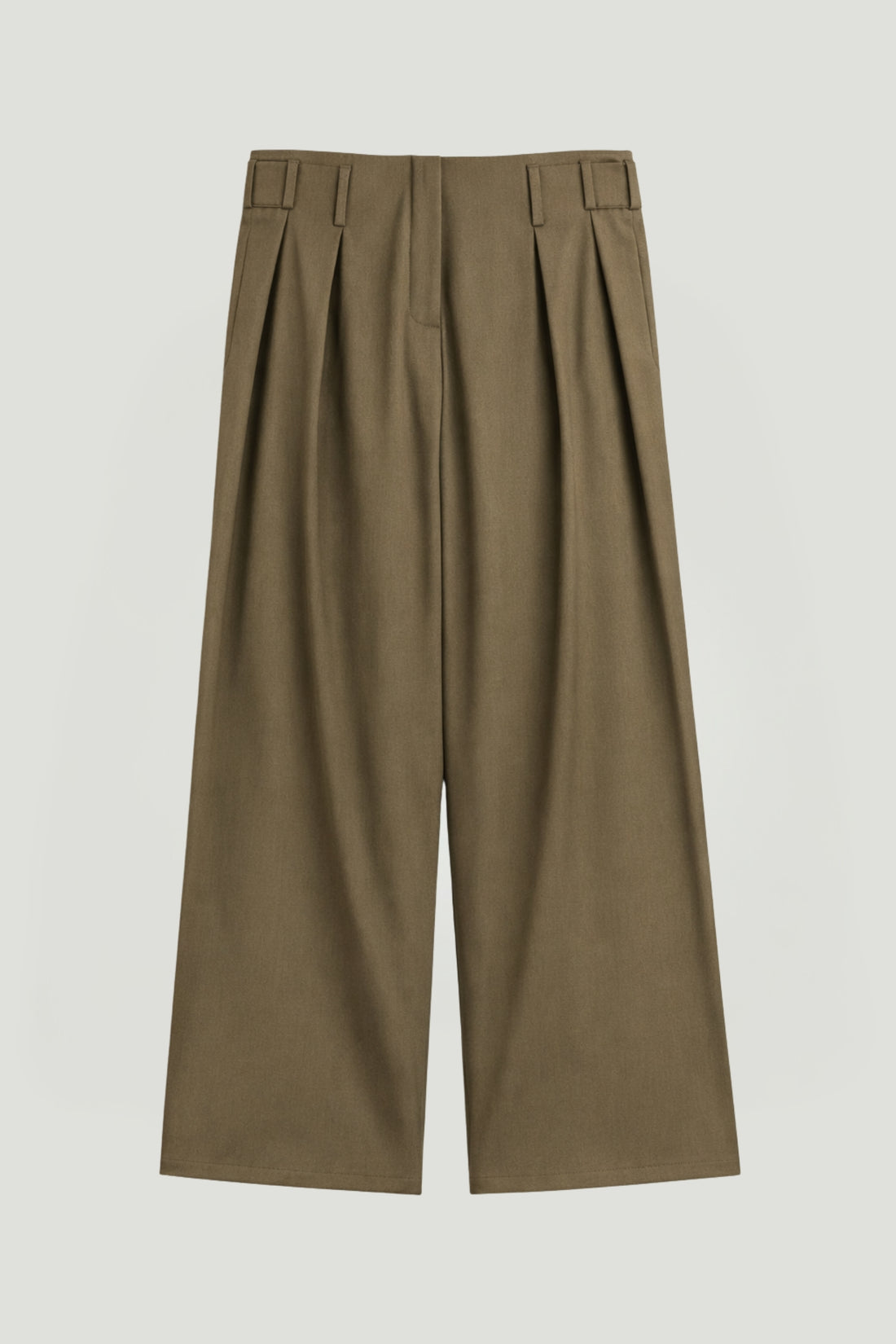 Pleated Tapered Crop Trousers