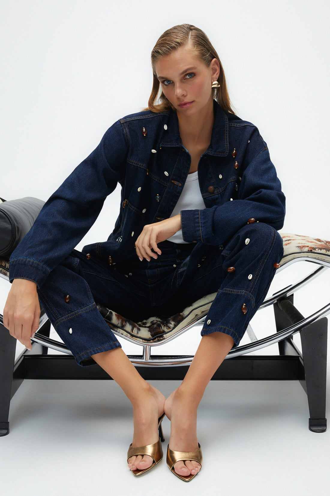 Double Waist Accessory Detailed Jean Trousers (Final Sale)