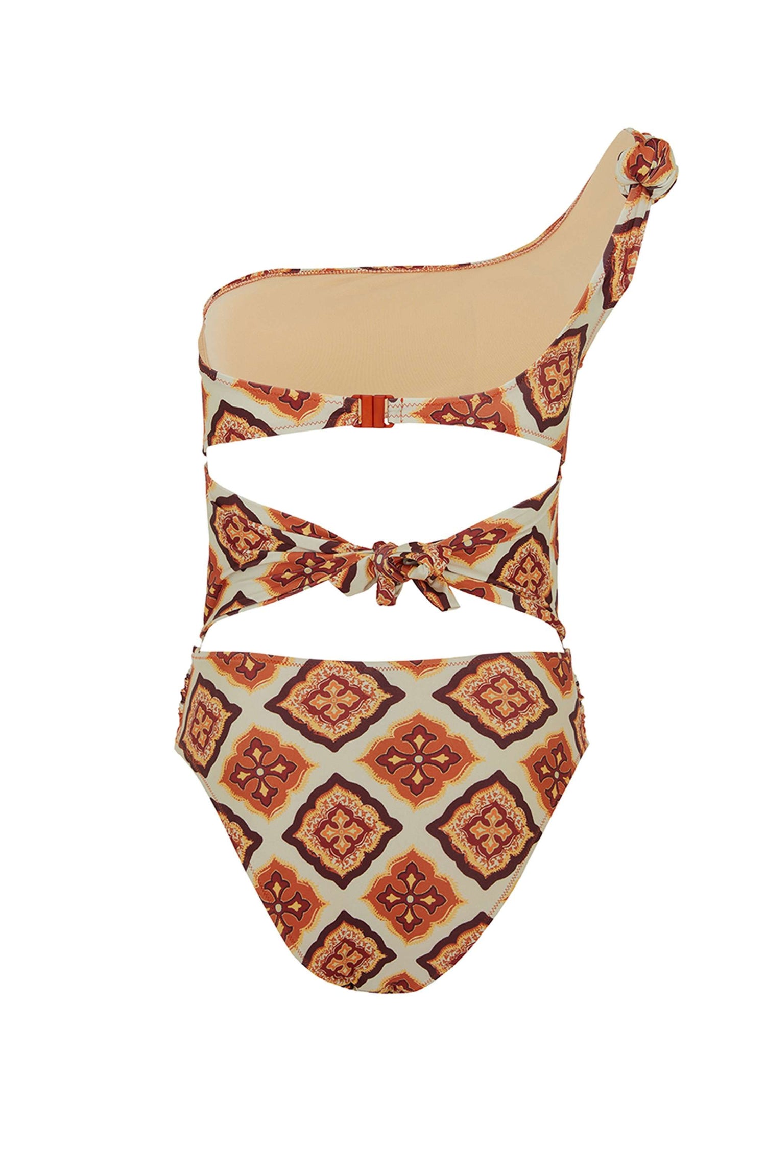 One Shoulder Detailed Patterned Swimsuit (Final Sale)