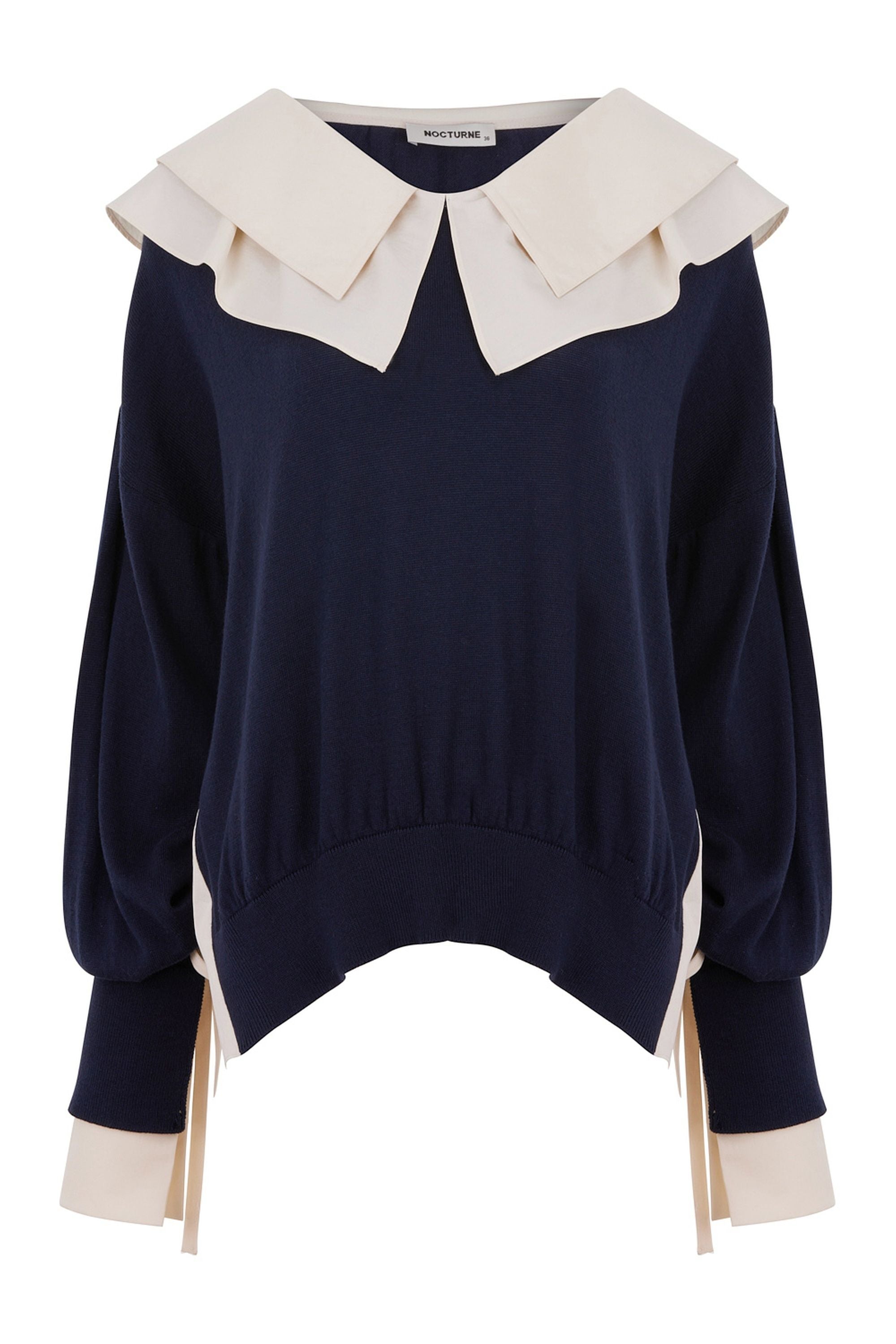 Double Collar Garnished Knitwear