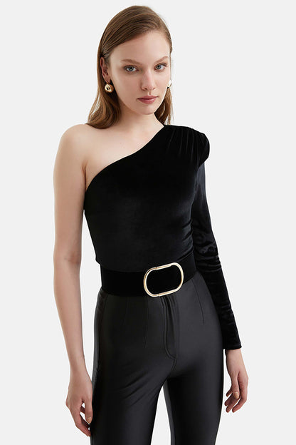 Padded One Shoulder Velvet Body