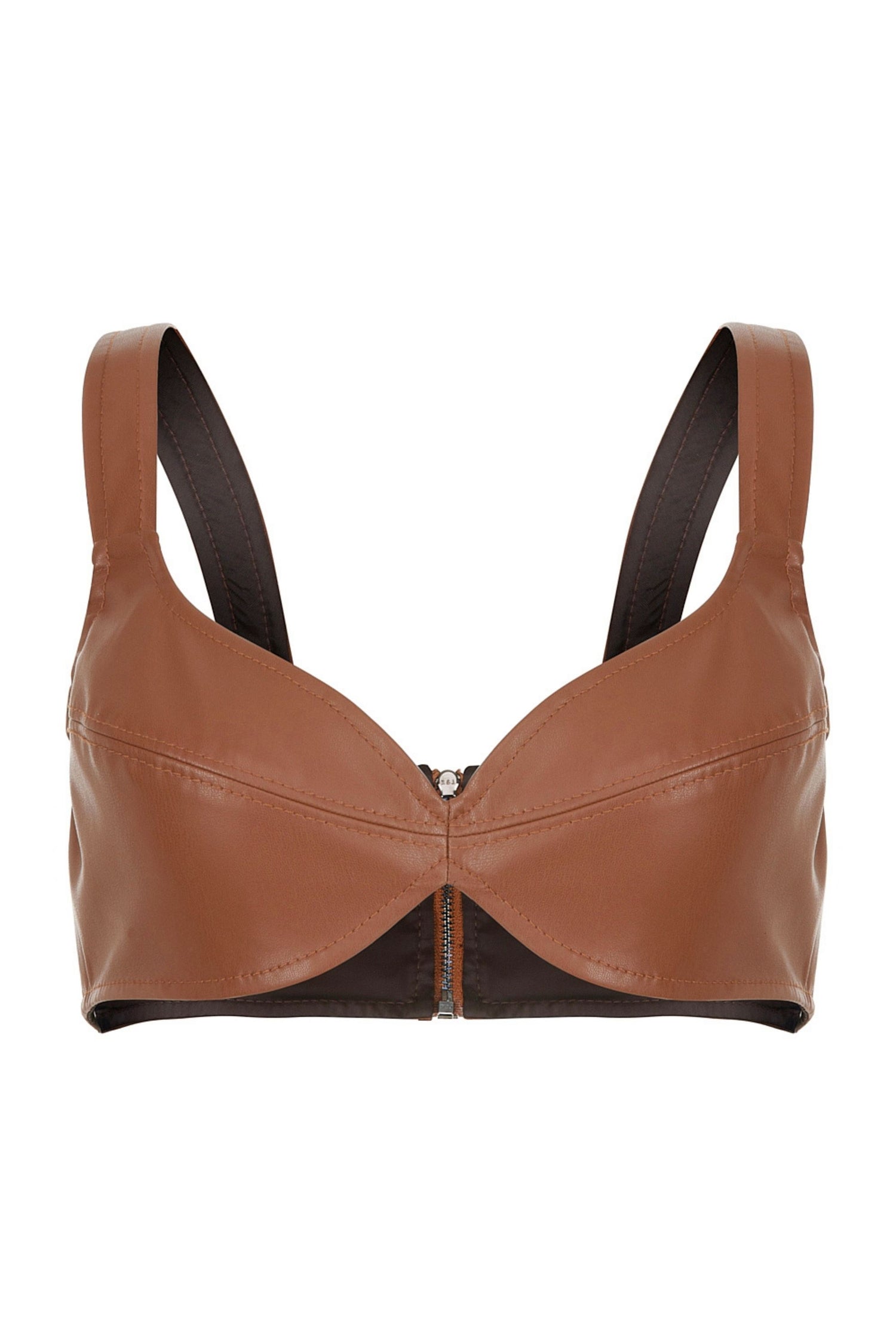 Sweetheart Neckline Faux Leather Crop Top