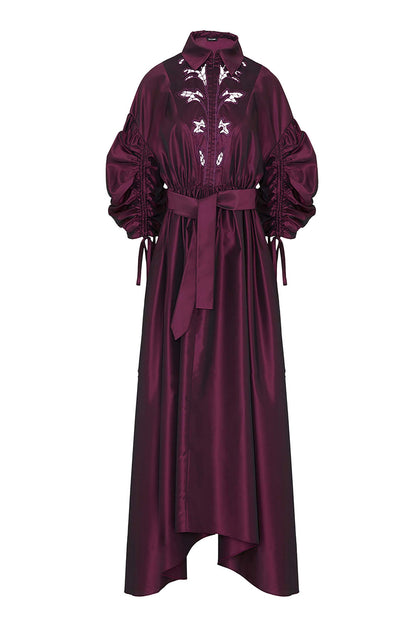 Balloon Sleeve Belted Dress