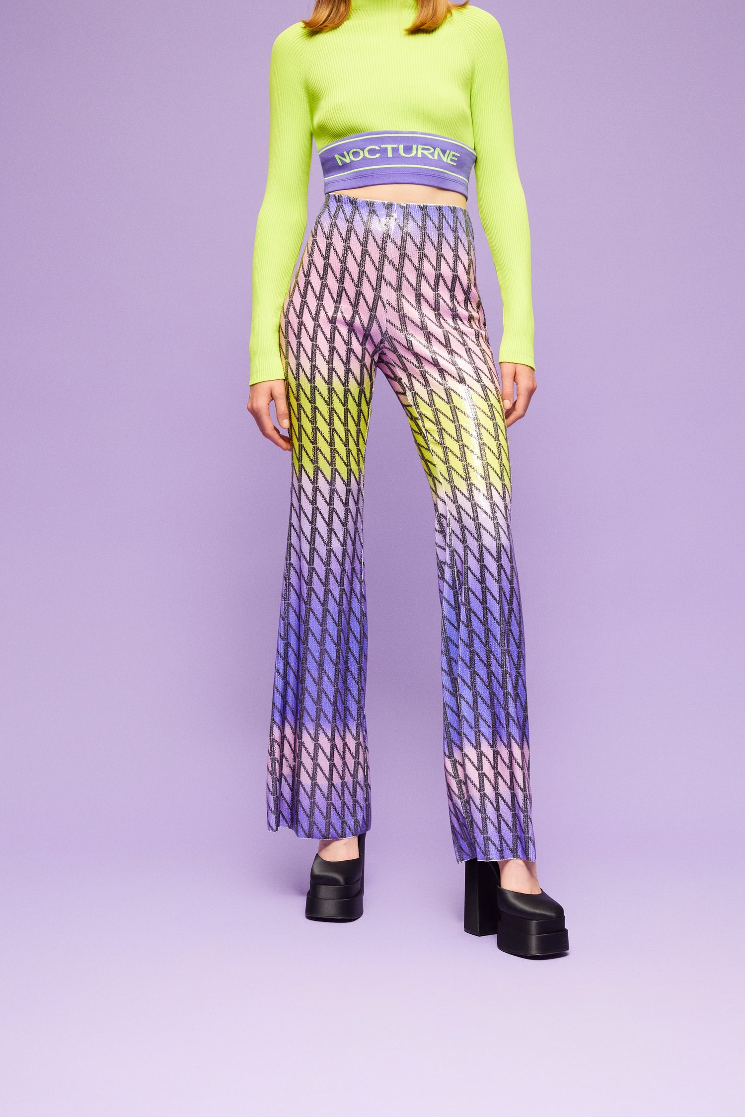 High Waist Sequined Trousers