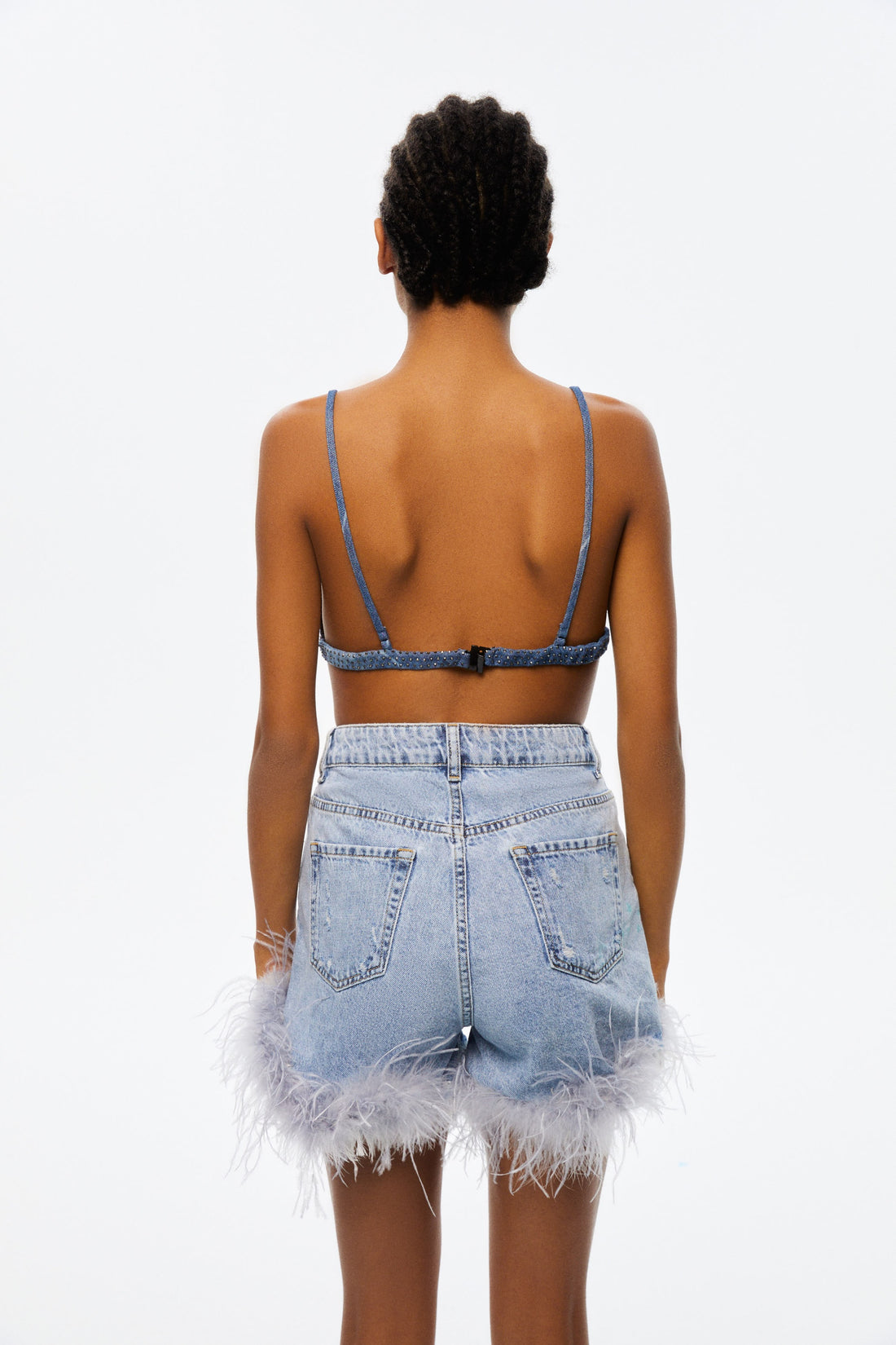 Otriş Feather Detailed Jean Shorts