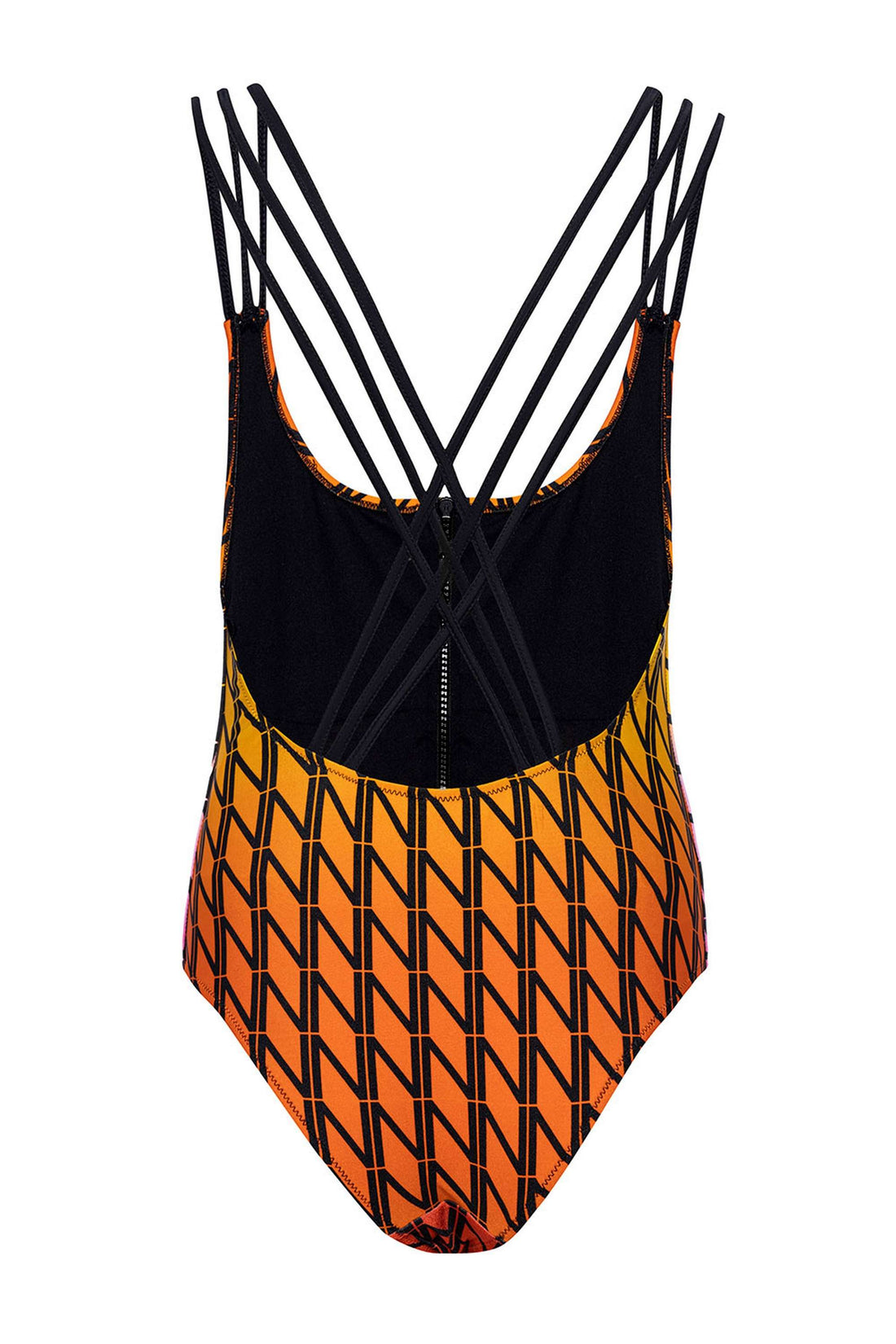 Zipper Detailed Patterned Swimsuit