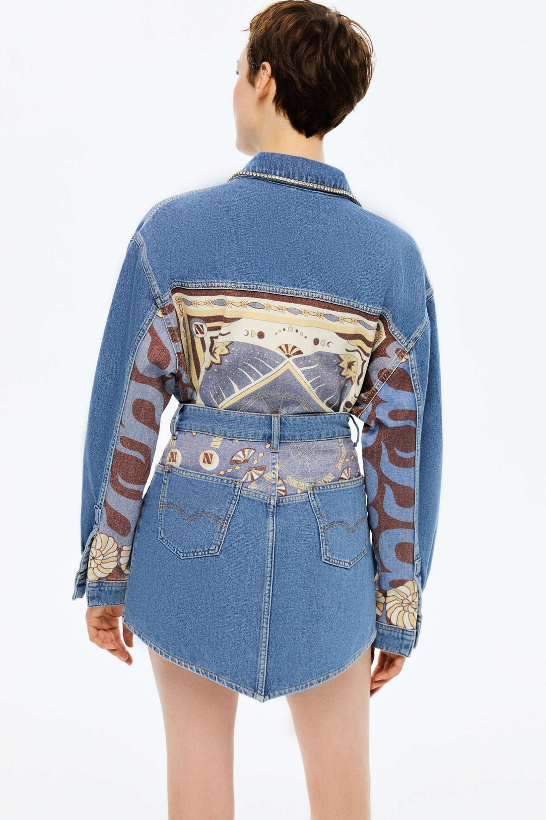 Printed Mini Jean Skirt (Final Sale)