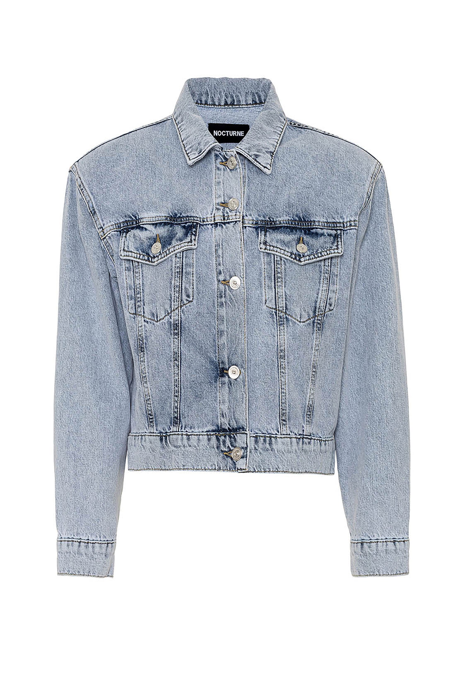 Cropped Jacket with Shoulder Pads