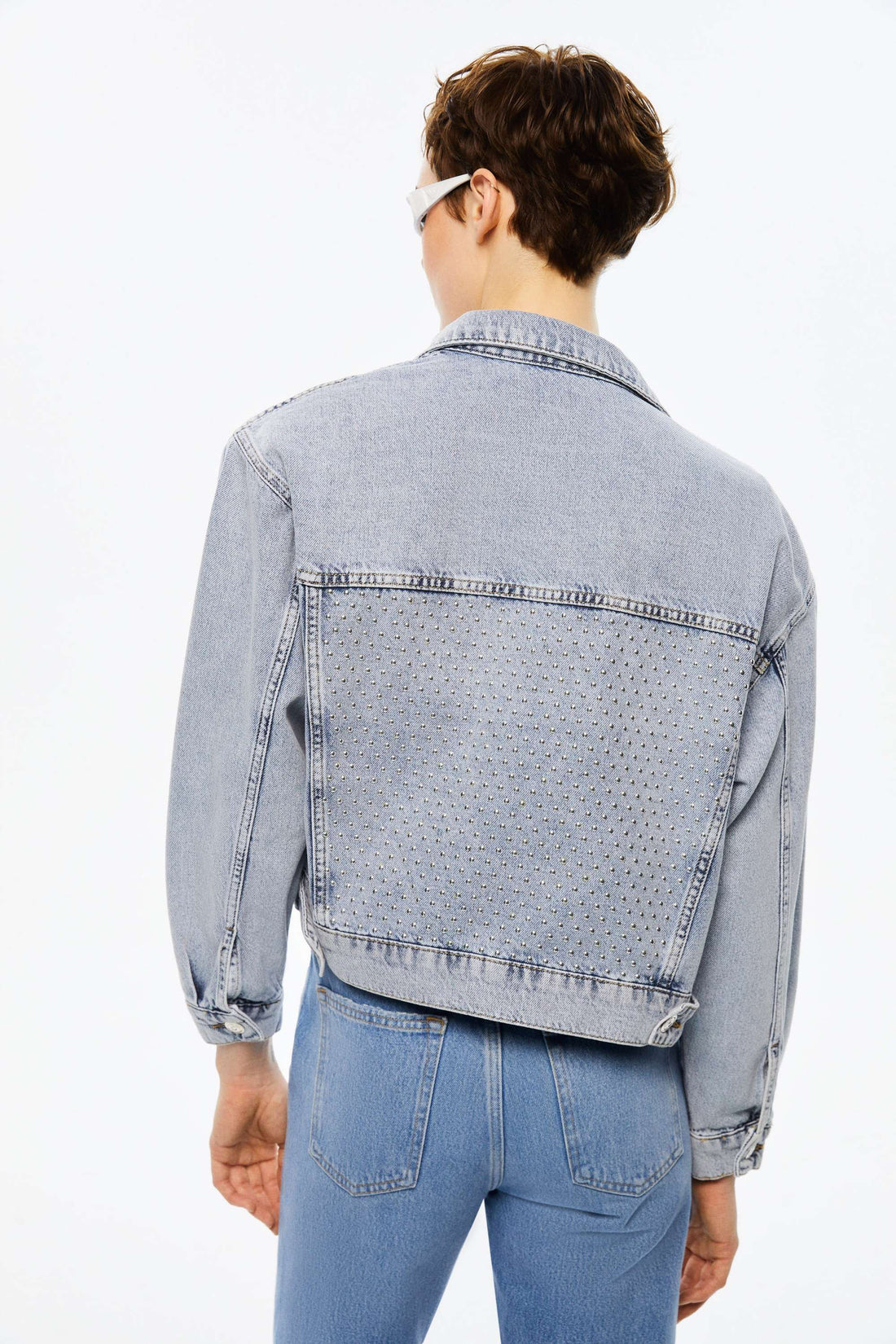 Cropped Jacket with Shoulder Pads