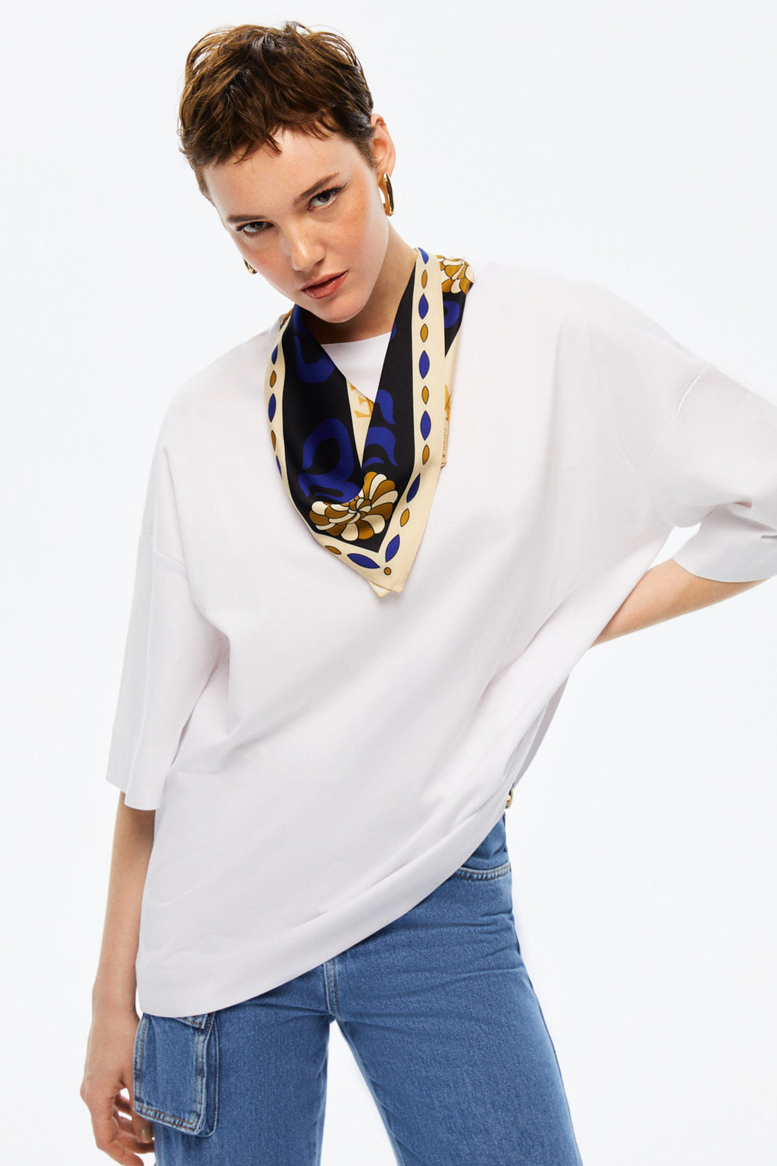 Scarf Detail Oversized T-Shirt