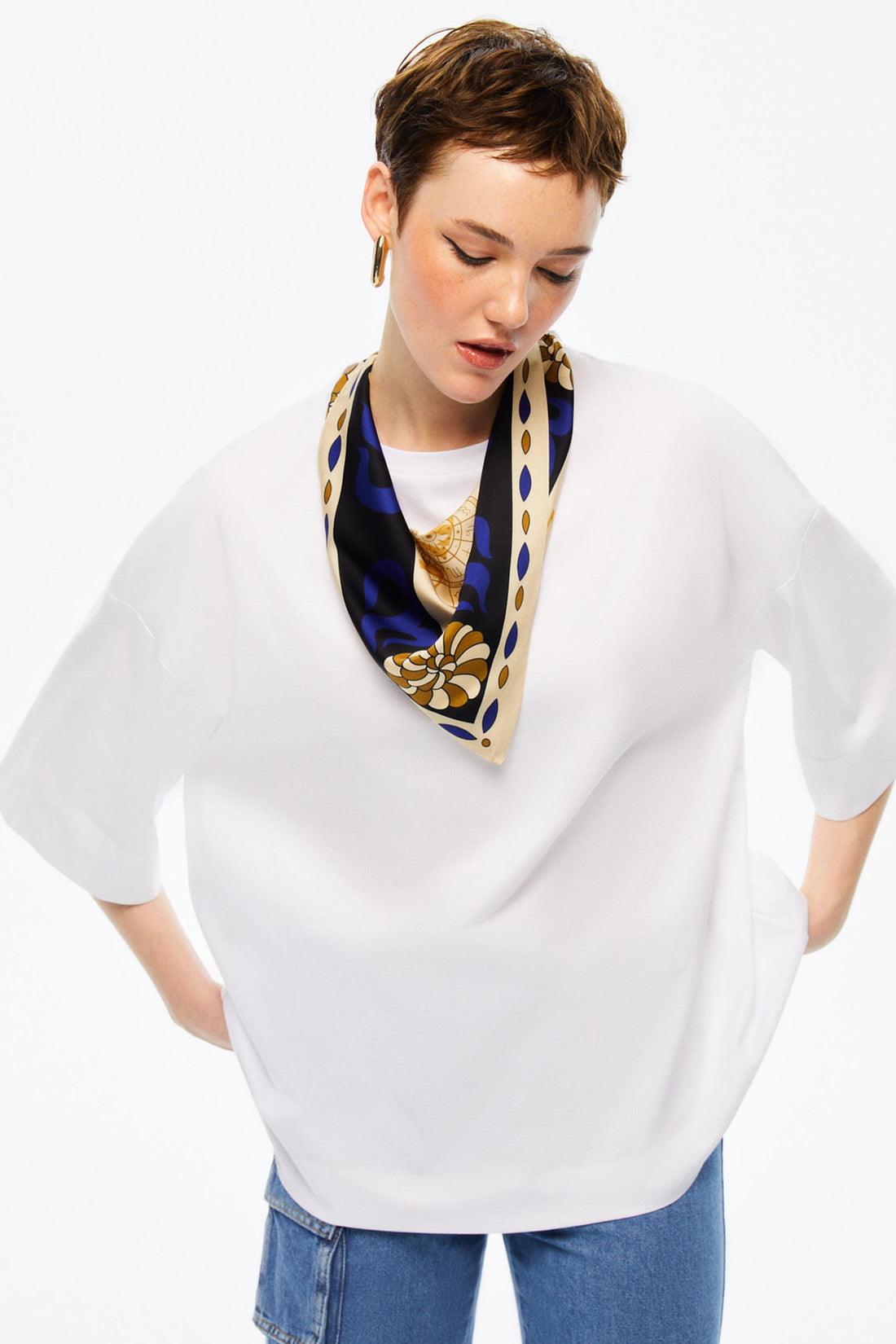 Scarf Detail Oversized T-Shirt
