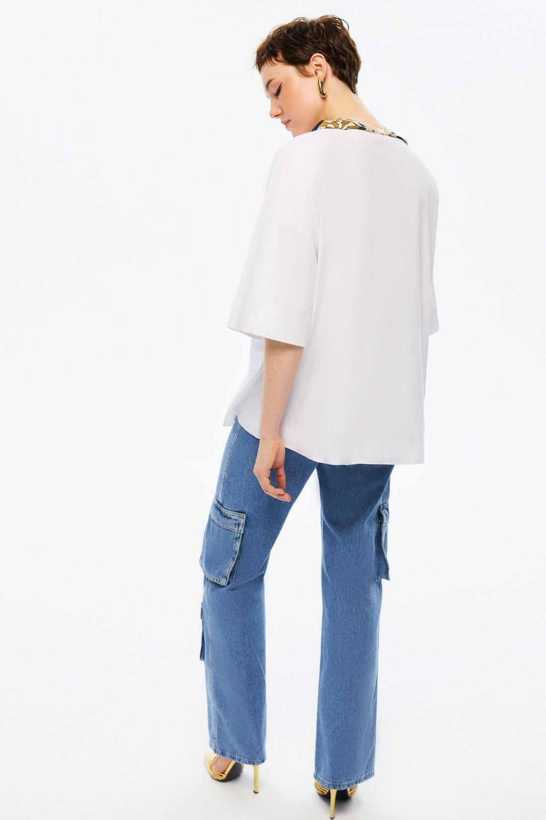Scarf Detail Oversized T-Shirt