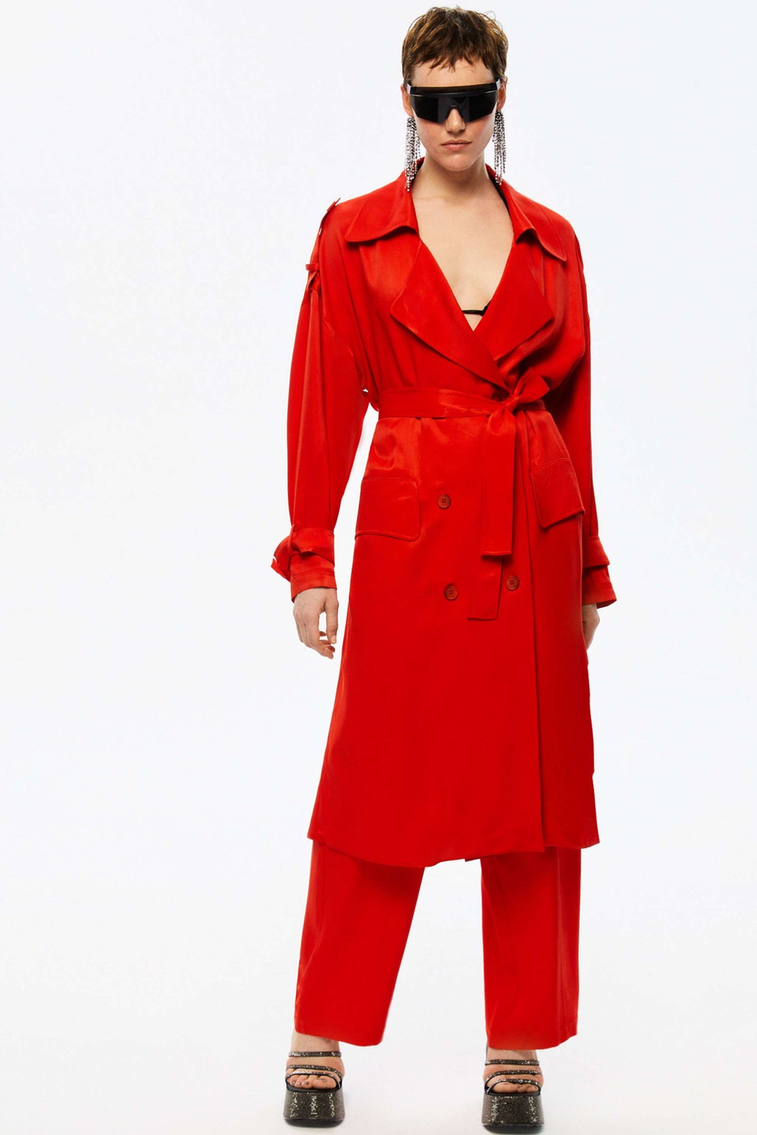 Double-Breasted Belted Trench Coat