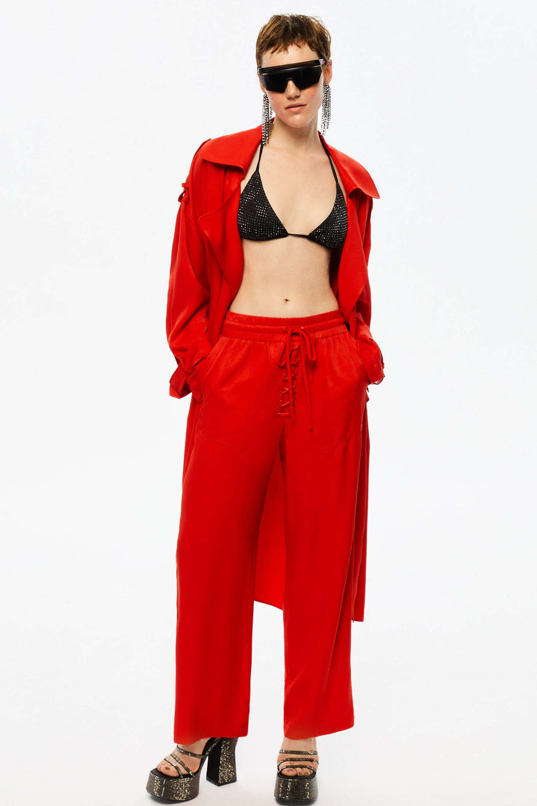 Double-Breasted Belted Trench Coat