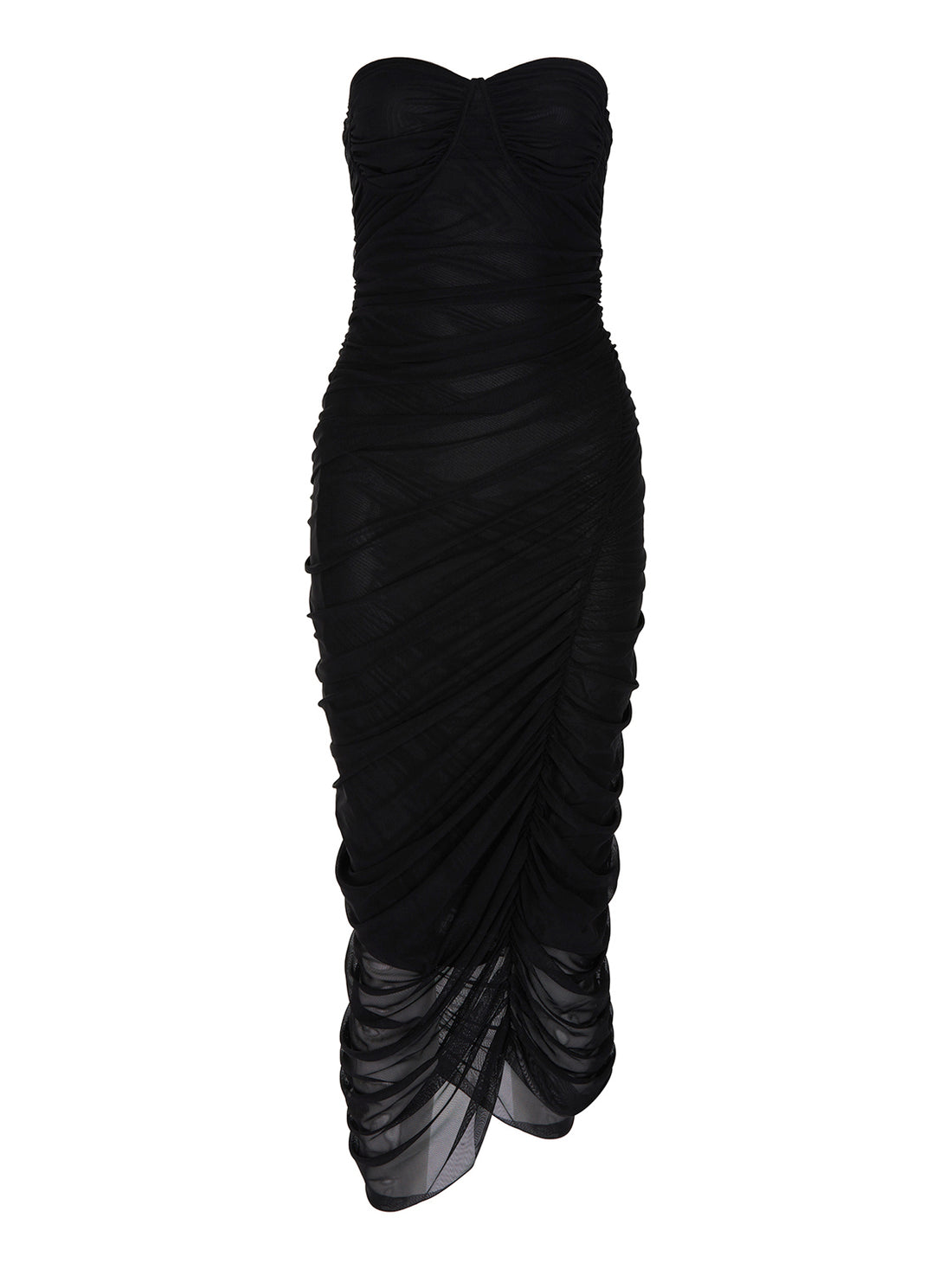 Draped Tulle Strapless Dress