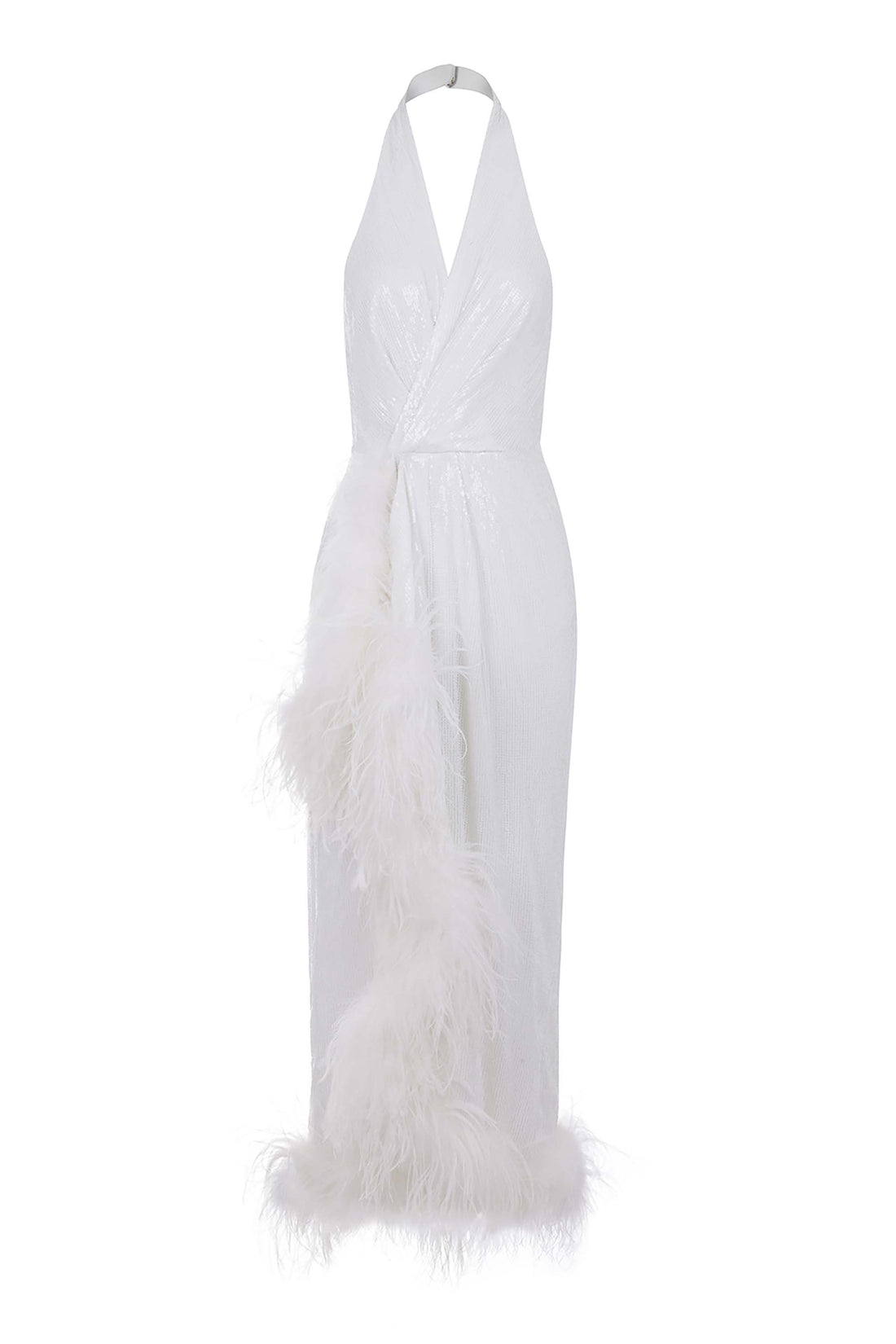 Sequined Otrisch Feather Detailed Dress