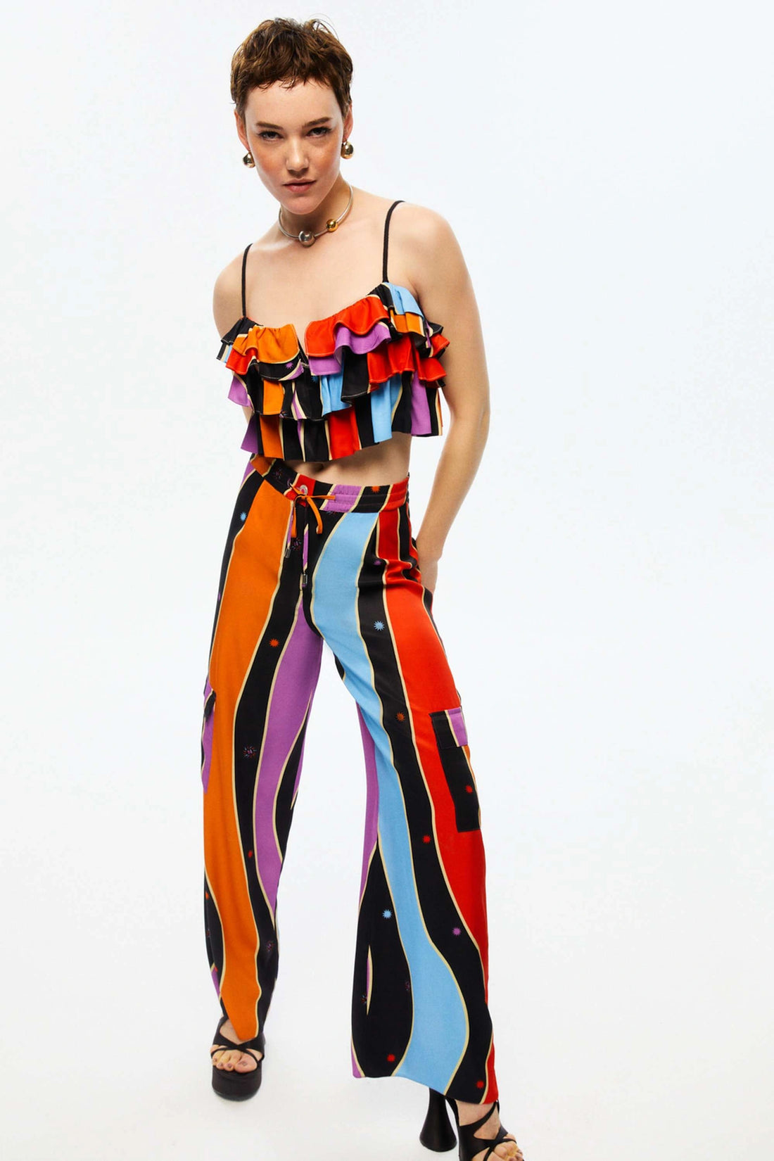 Printed Wide-Leg Pants