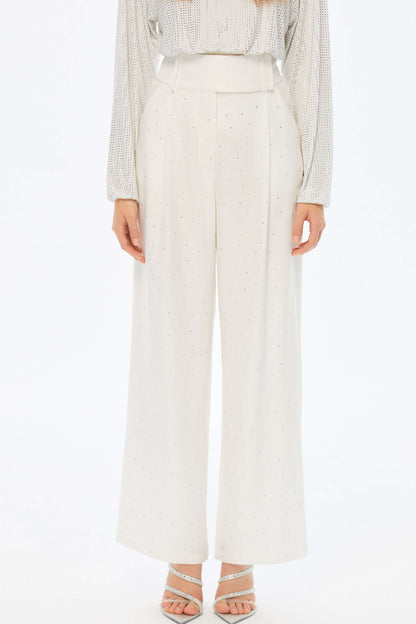 Stone Embroidered Wide Leg Trousers