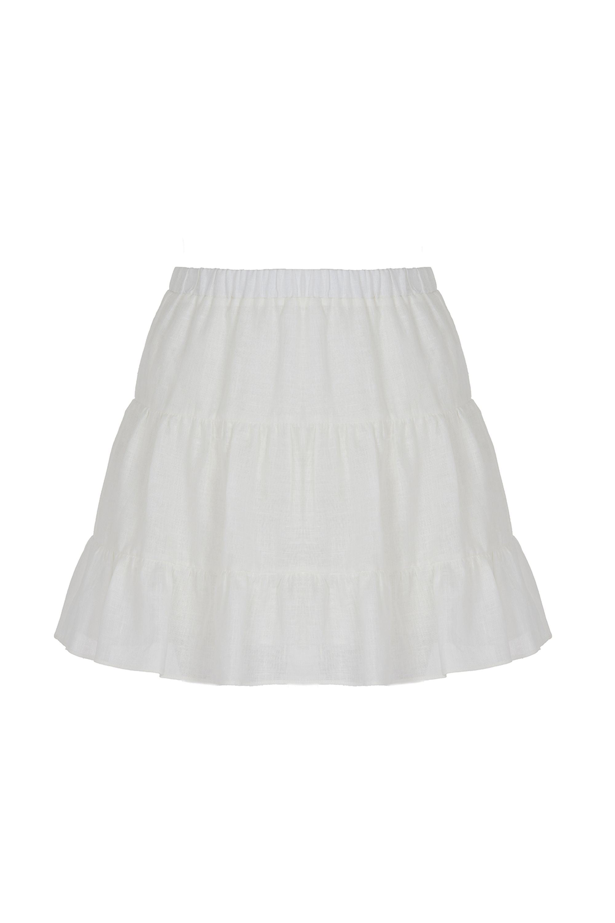 Flounced Linen Mini Skirt