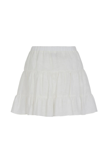 Flounced Linen Mini Skirt