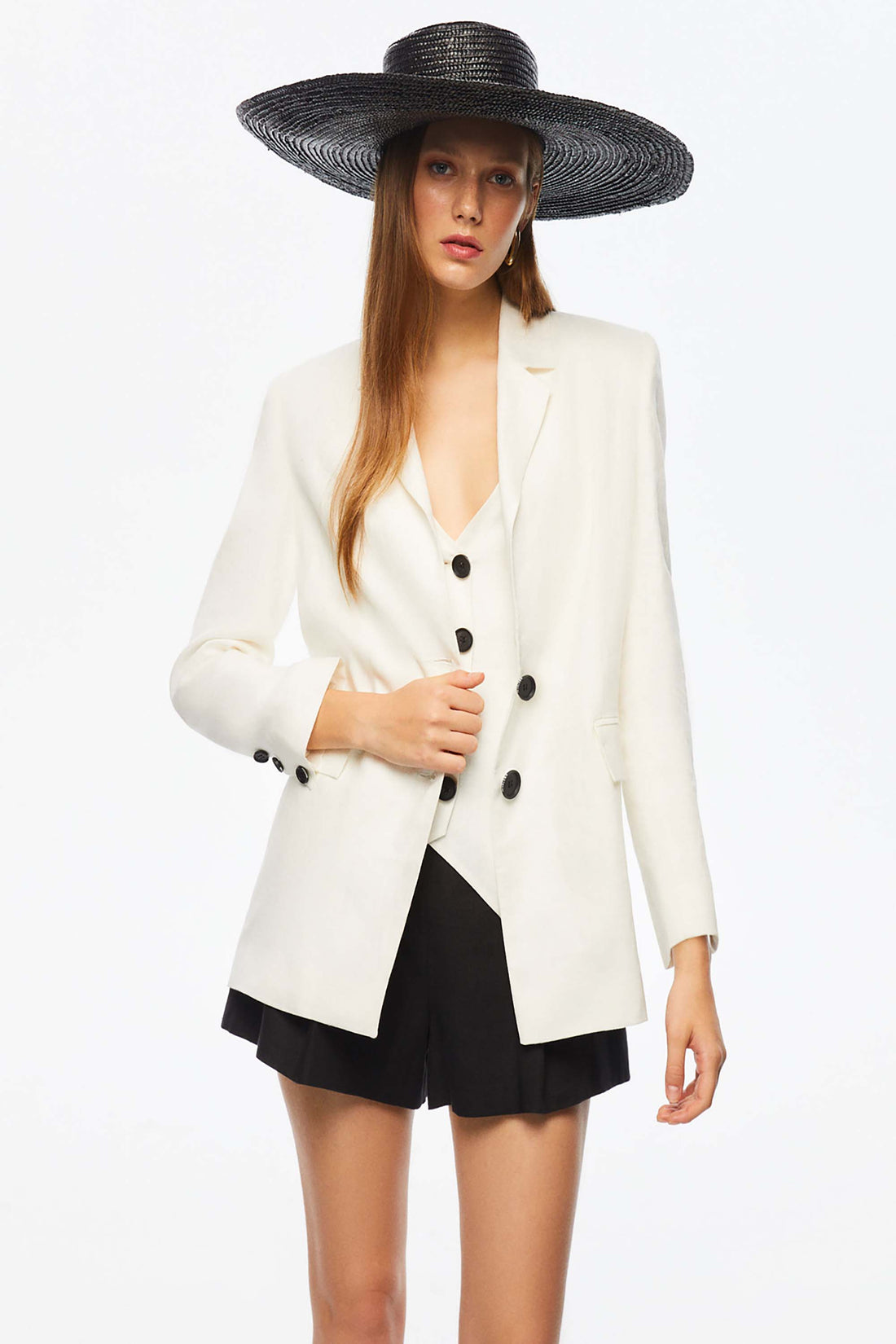 Double-Breasted Linen Jacket