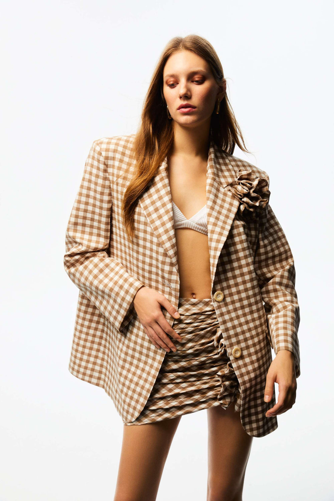 Gingham Blazer Jacket Outfits