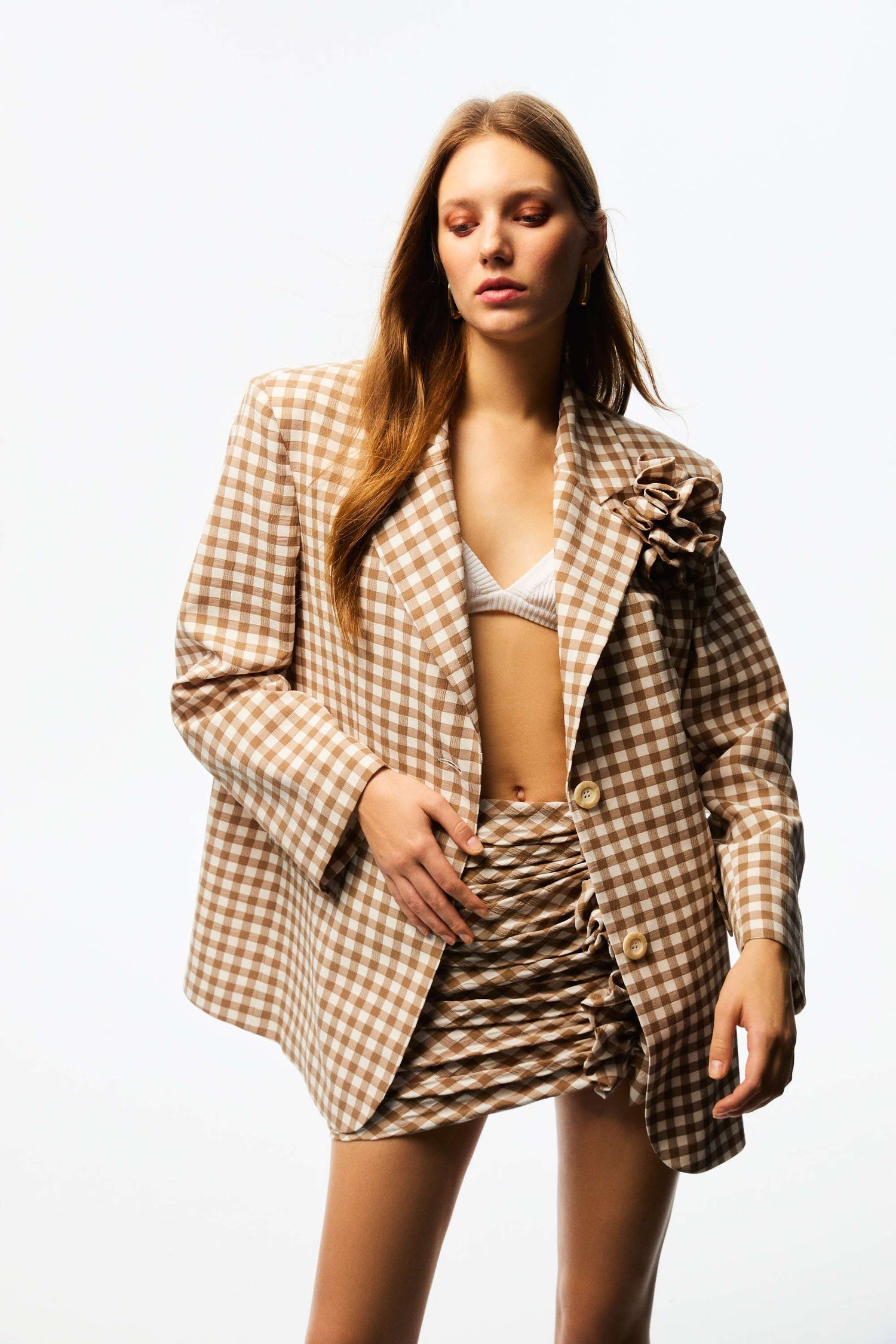 Gingham Blazer Jacket Outfits