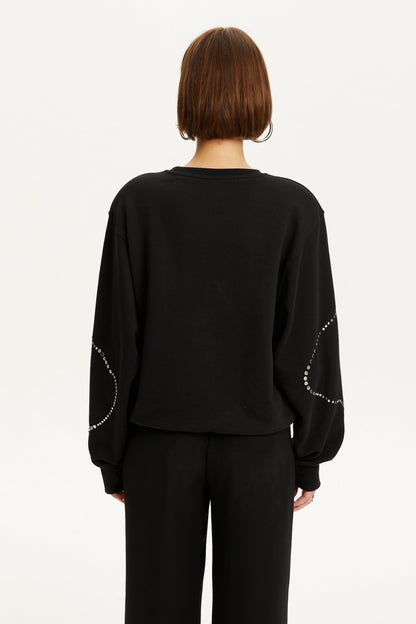 Crew Neck Studded Sweatshirt