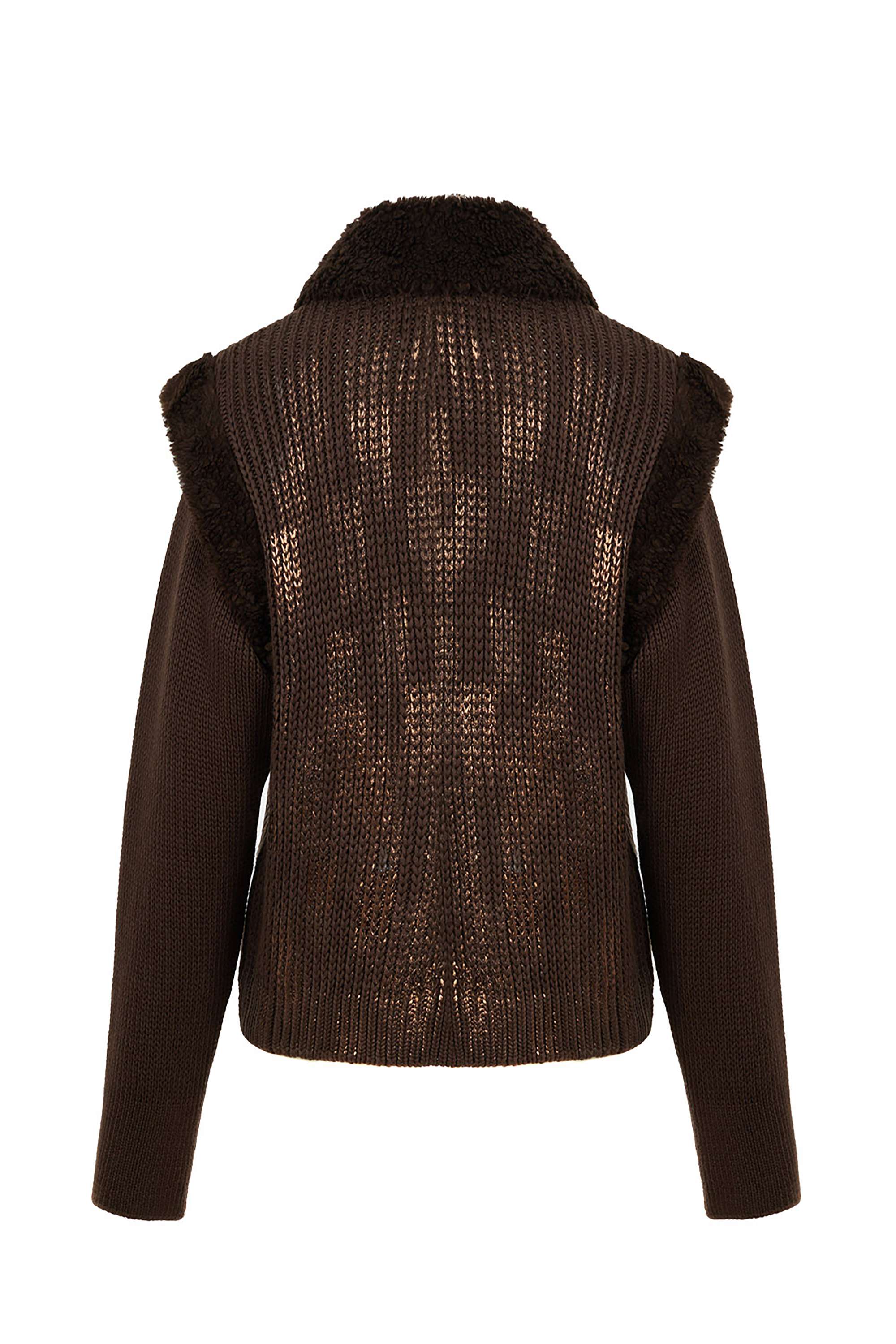 Leather Garnished Knitwear Bomber