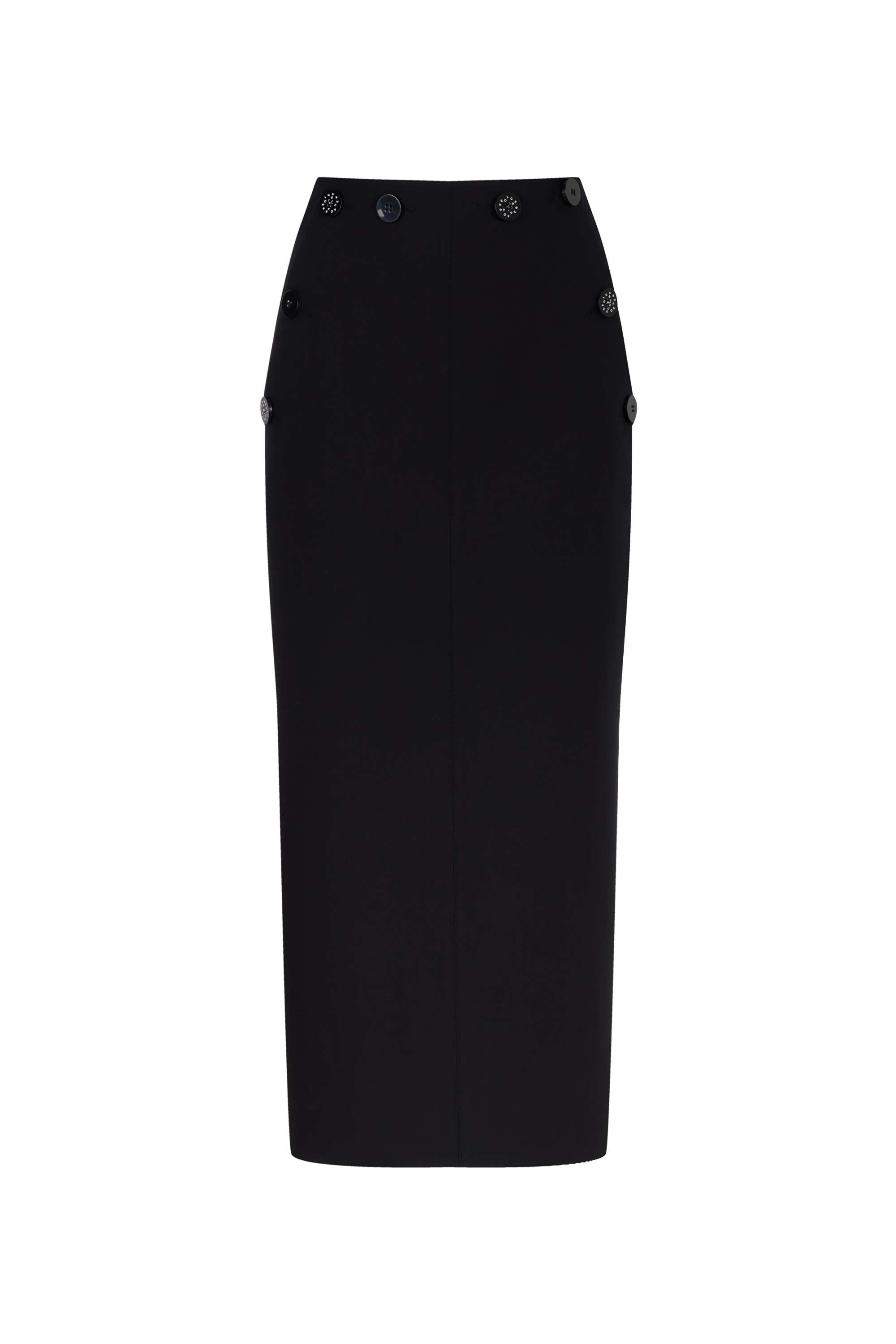 Button Closure Pencil Skirt