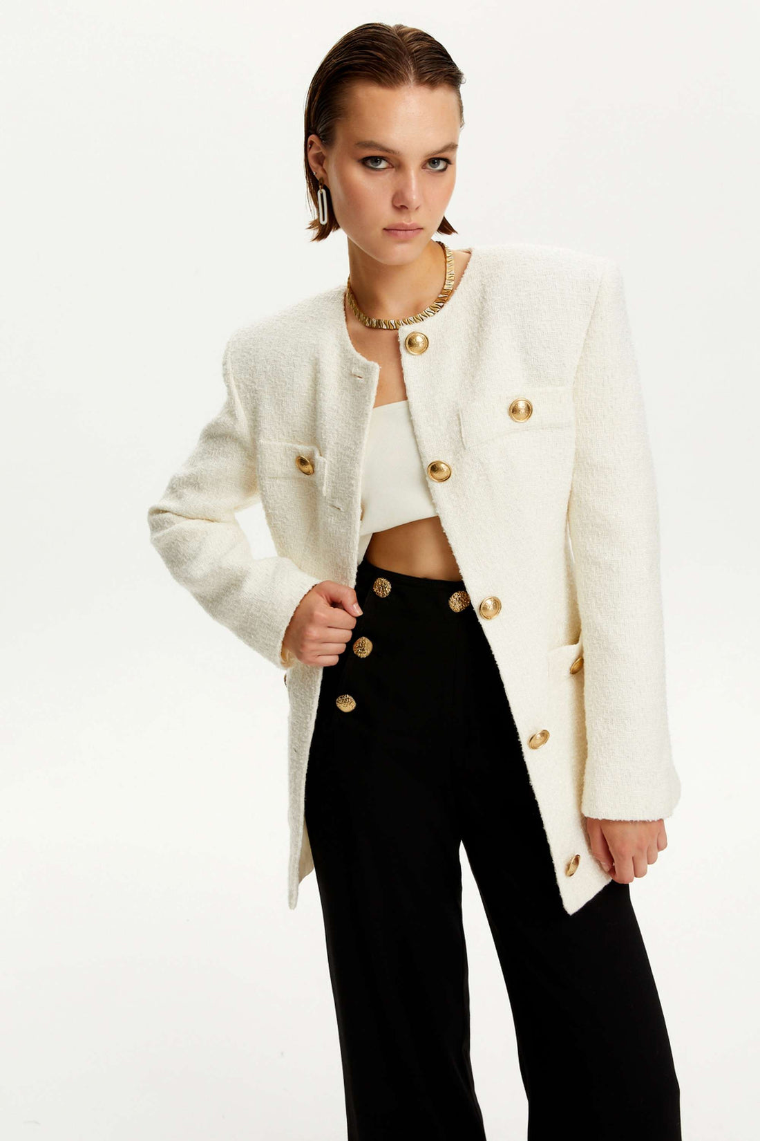 Tweed Jacket with Button Detail (Final Sale)