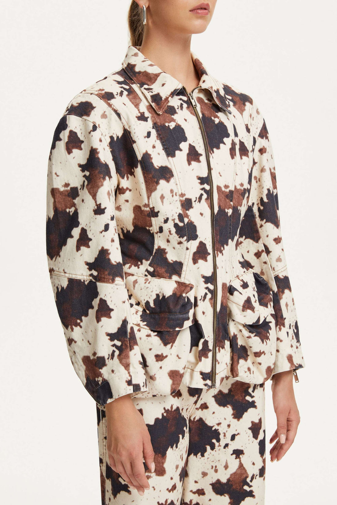 Patterned Pocket Pocket Jacket